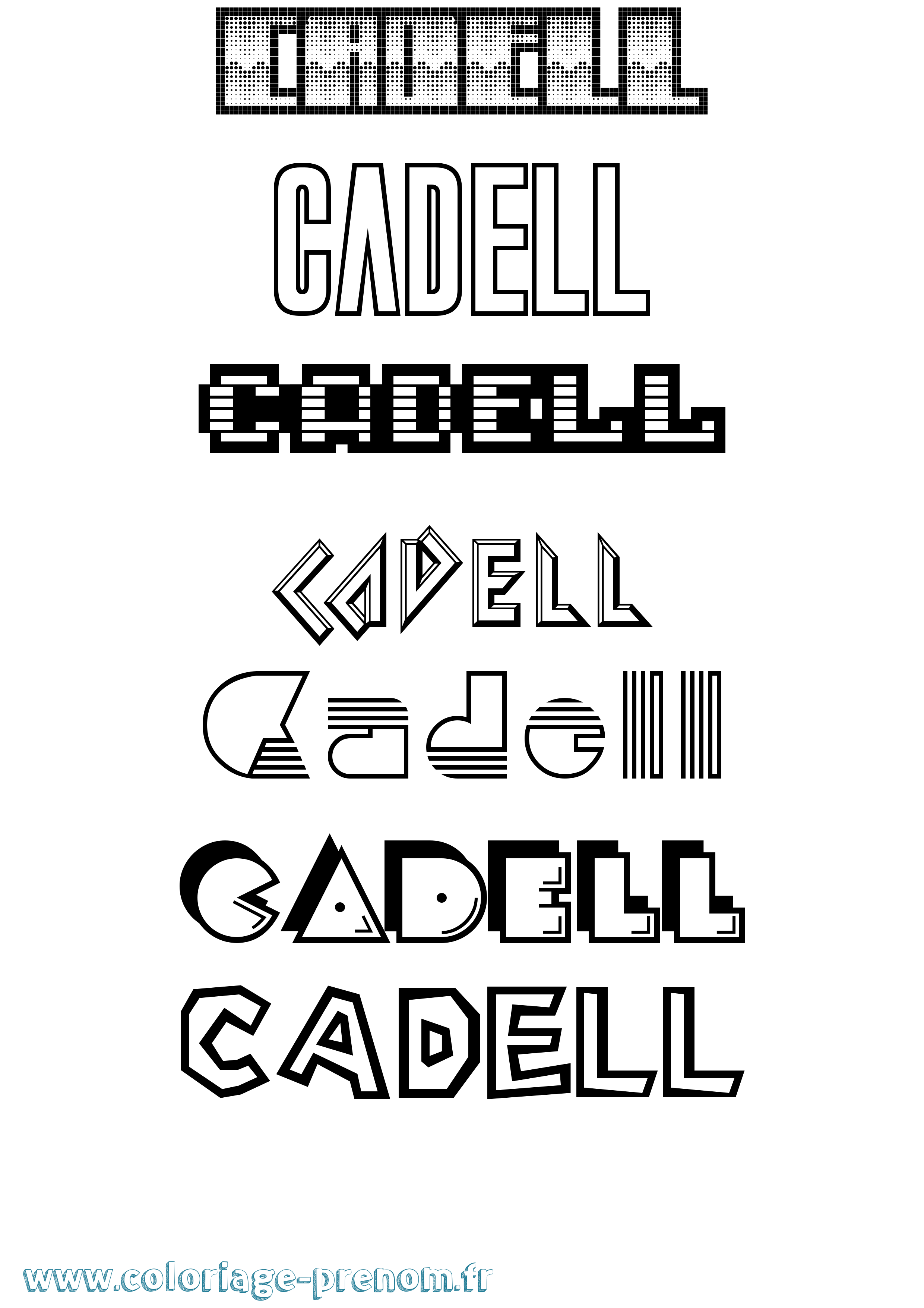 Coloriage prénom Cadell Jeux Vidéos