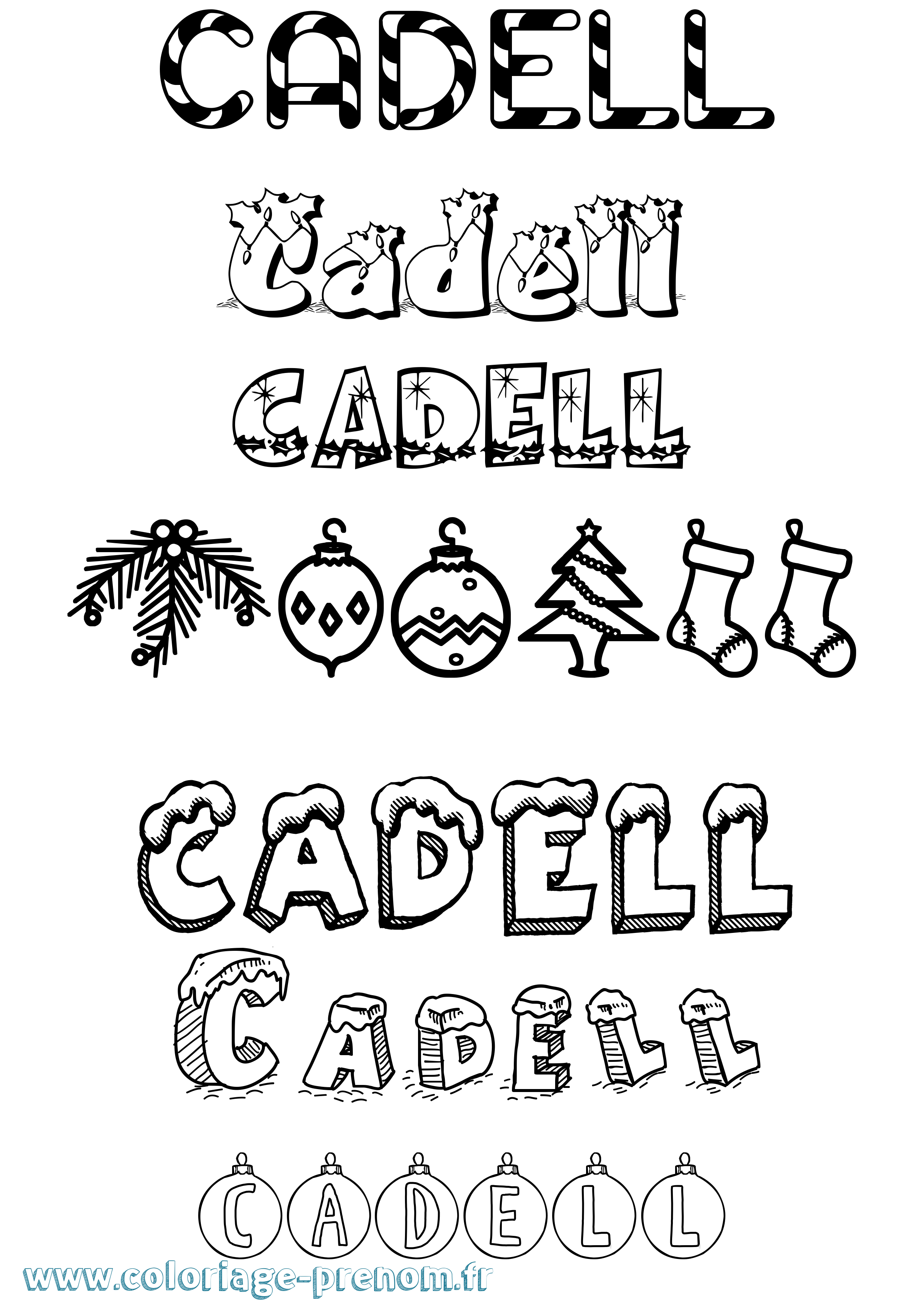 Coloriage prénom Cadell Noël