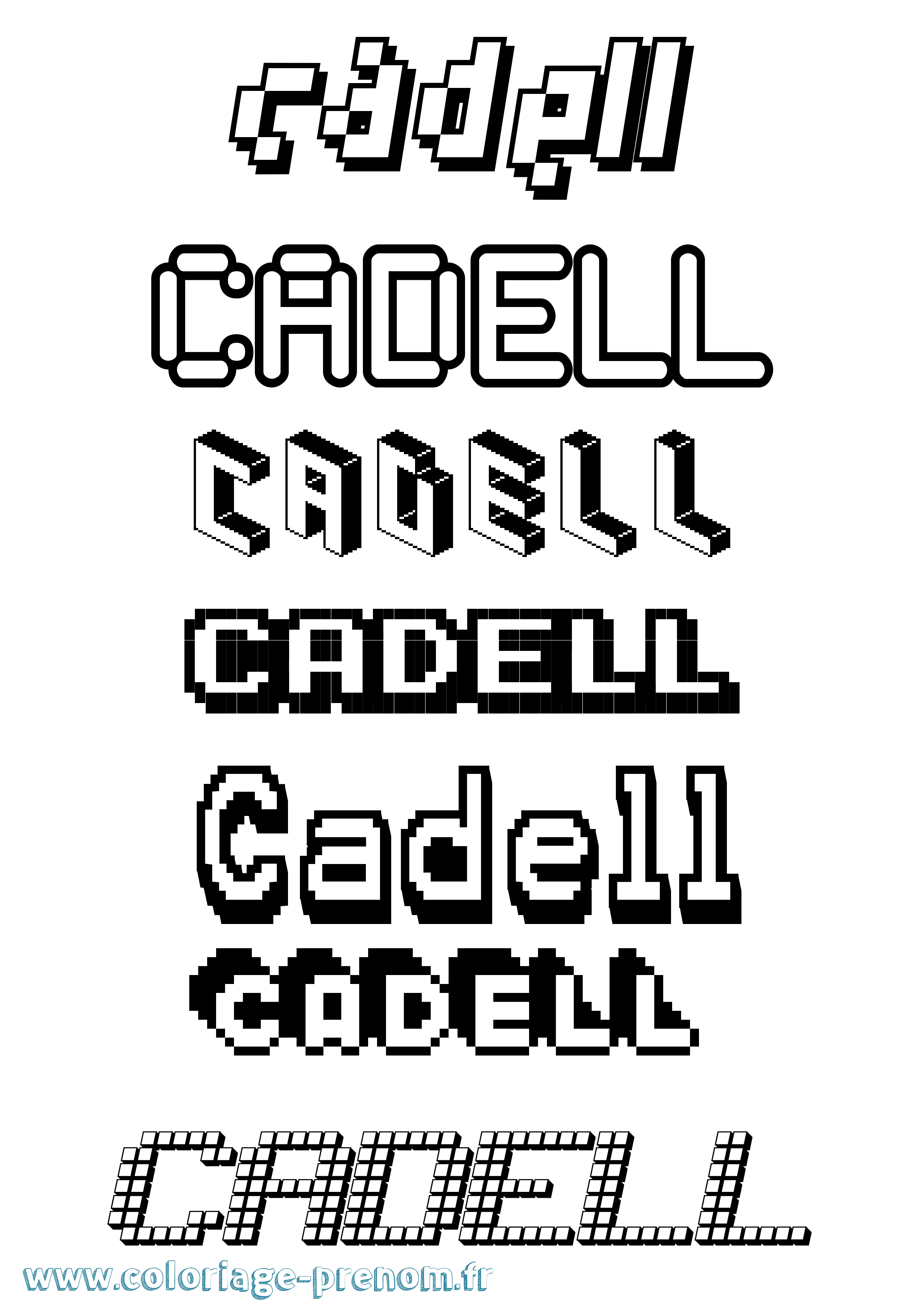Coloriage prénom Cadell Pixel