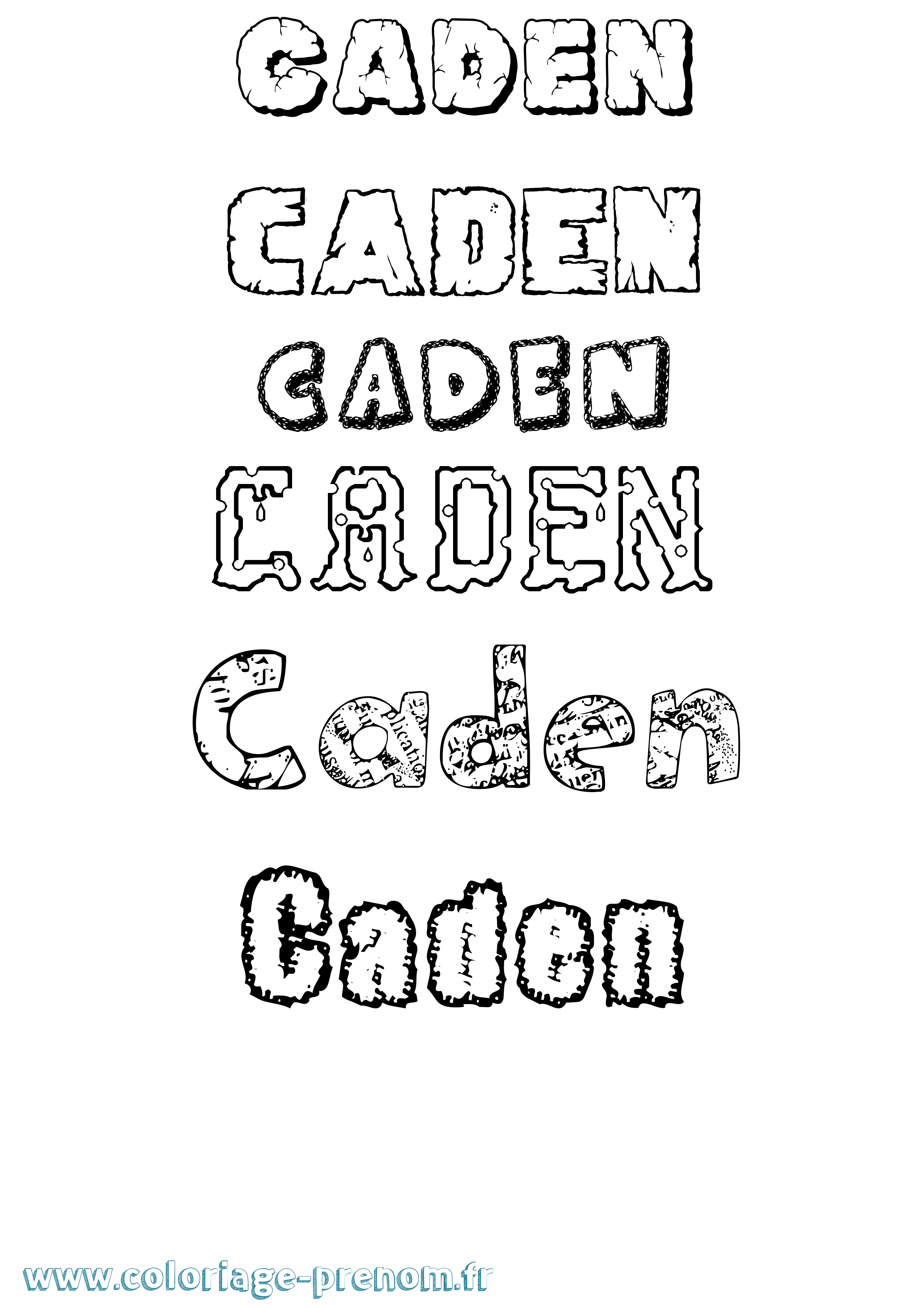Coloriage prénom Caden Destructuré