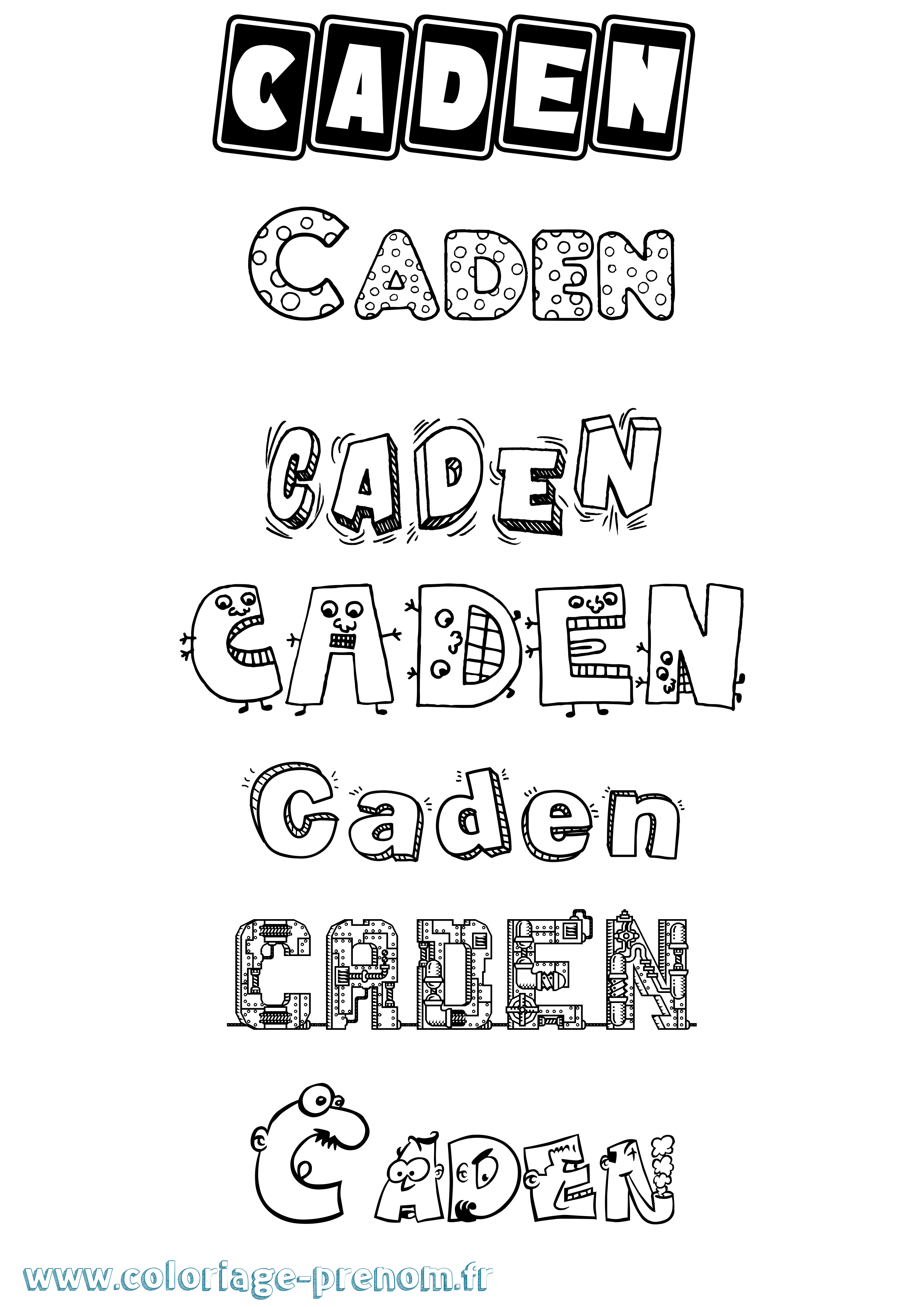 Coloriage prénom Caden Fun