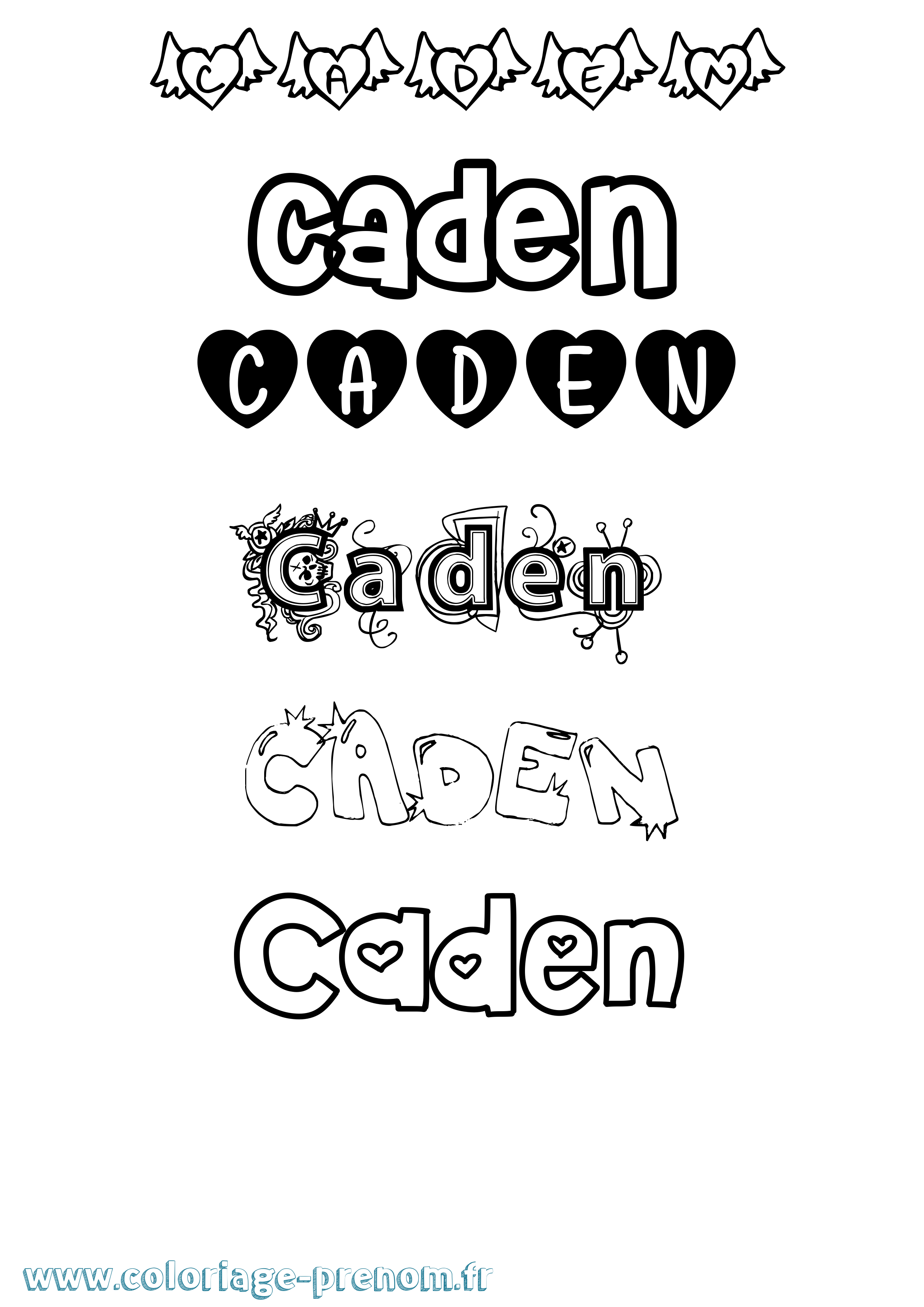 Coloriage prénom Caden Girly