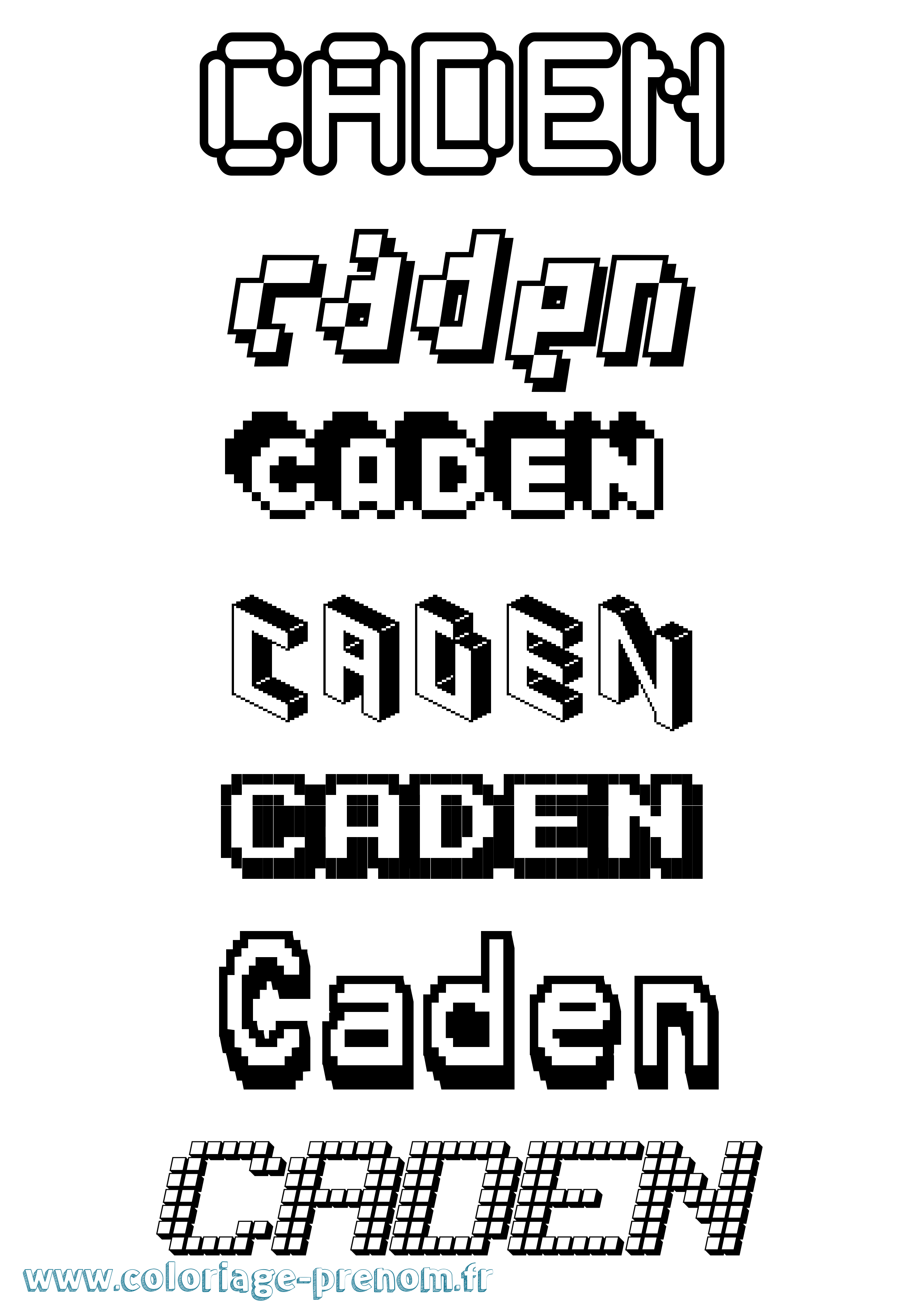 Coloriage prénom Caden Pixel
