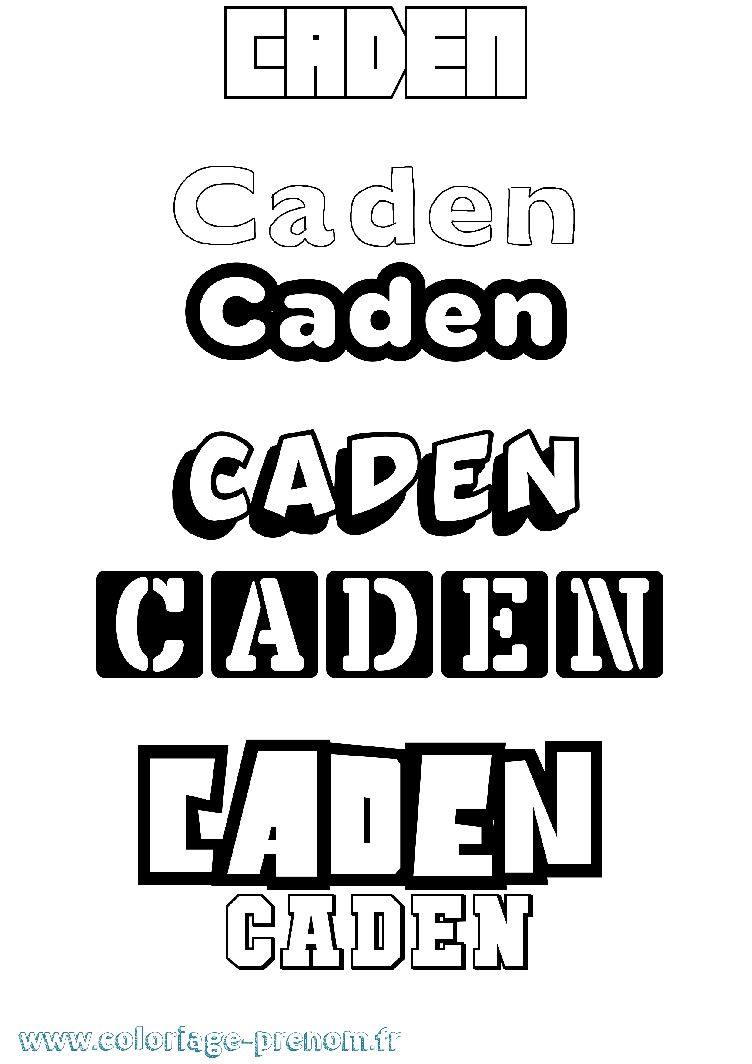 Coloriage prénom Caden Simple