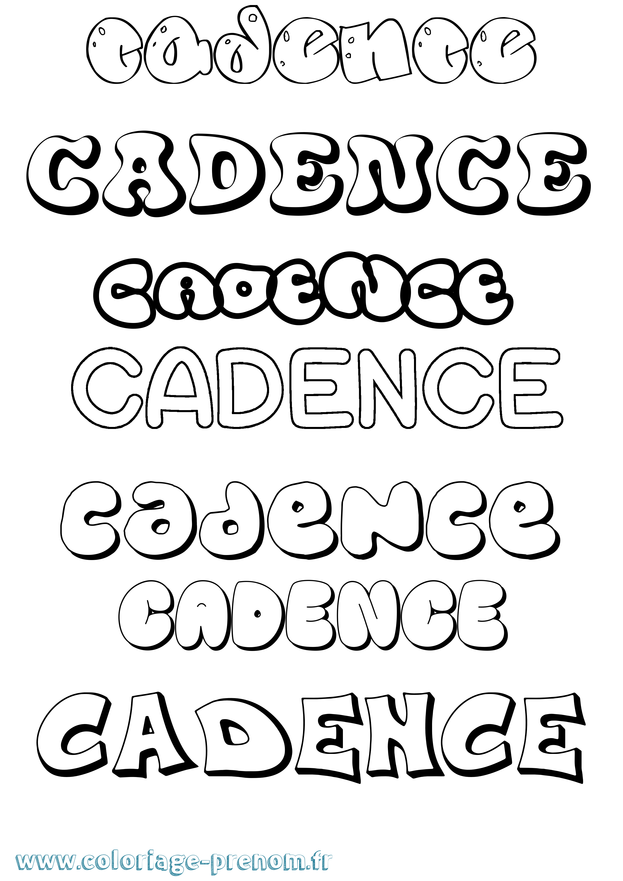 Coloriage prénom Cadence Bubble