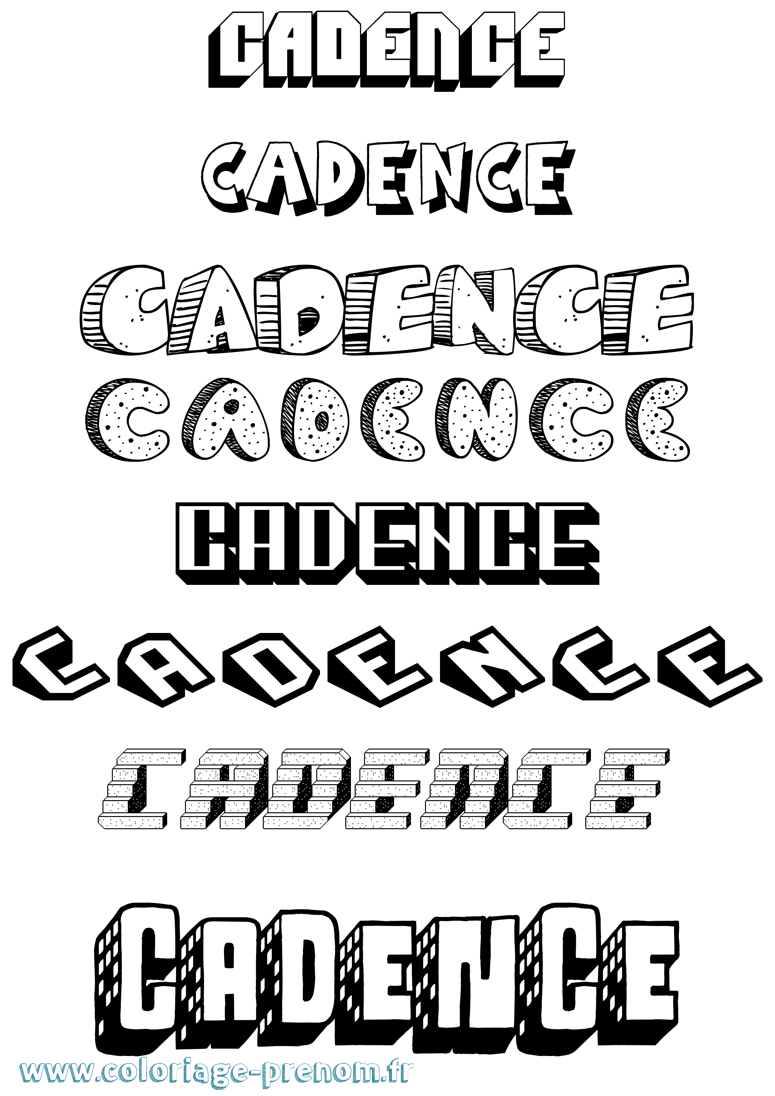 Coloriage prénom Cadence Effet 3D
