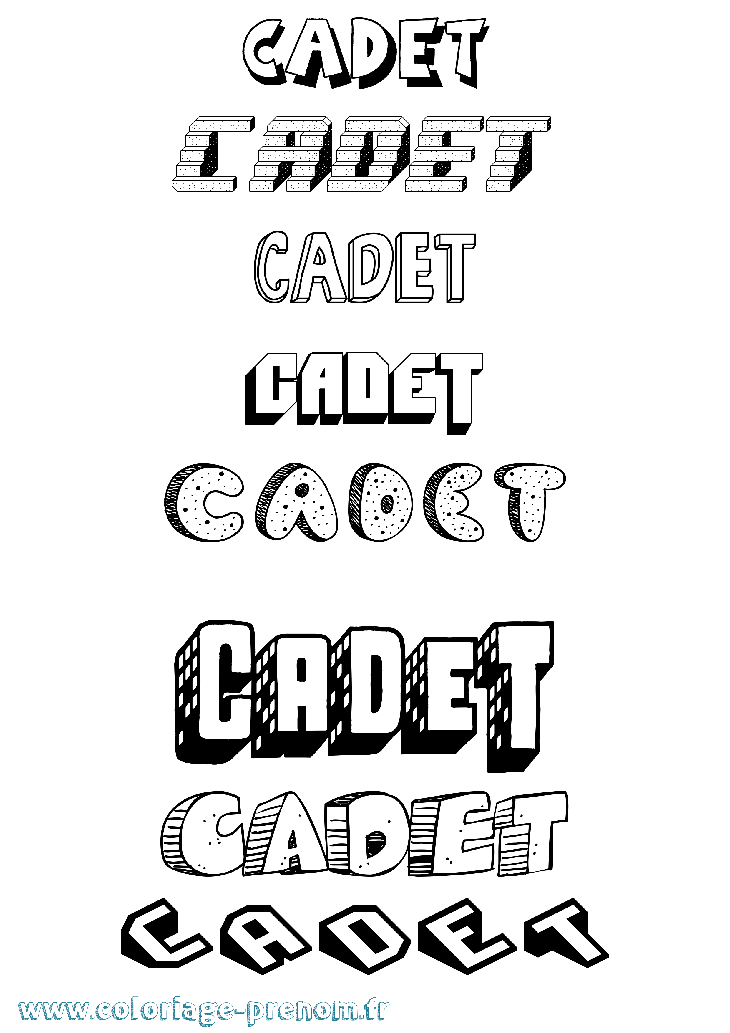 Coloriage Cadet Effet 3D Coloriage prénom Cadet Effet 3D