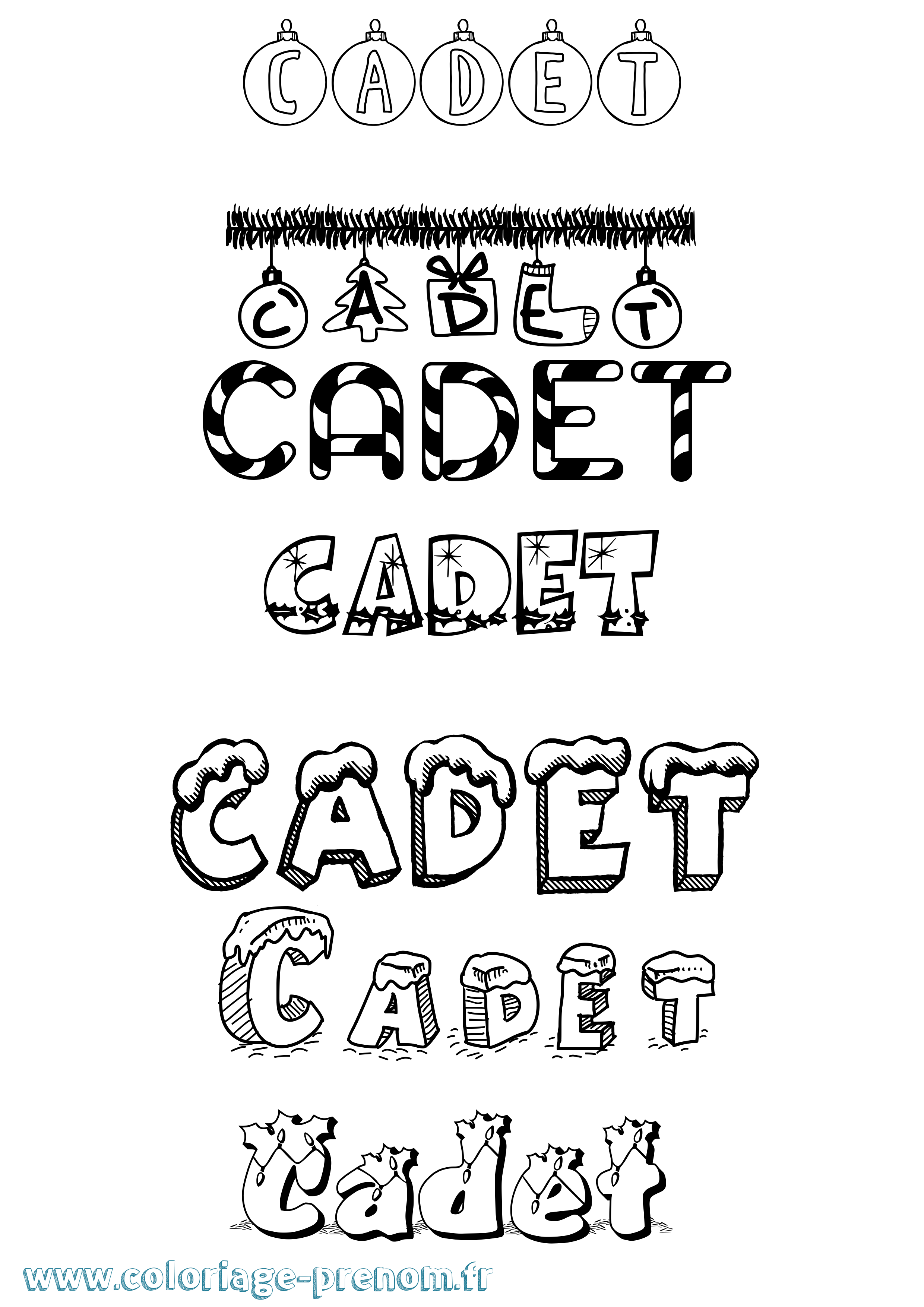 Coloriage Cadet Noël Coloriage prénom Cadet Noël