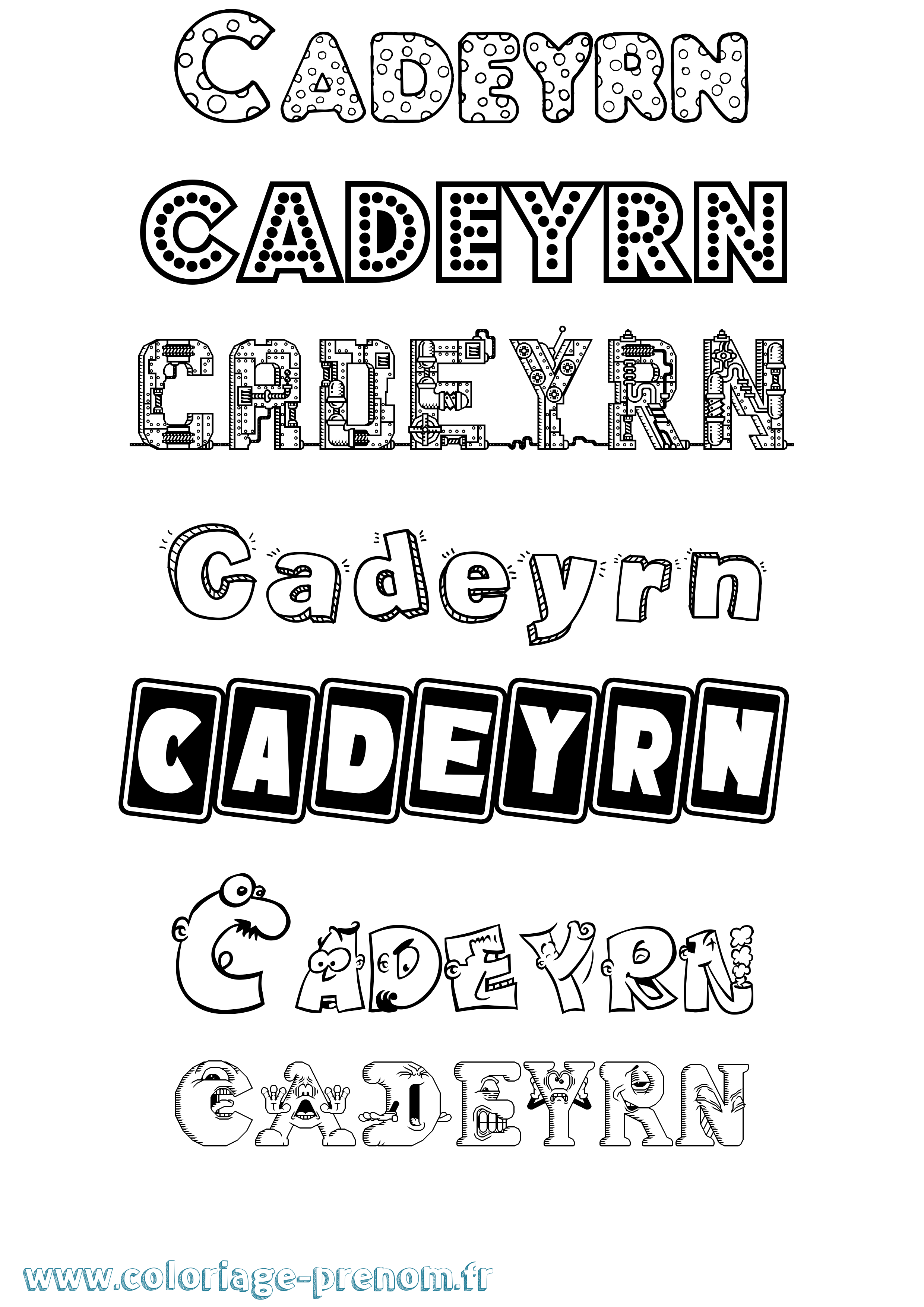 Coloriage prénom Cadeyrn Fun