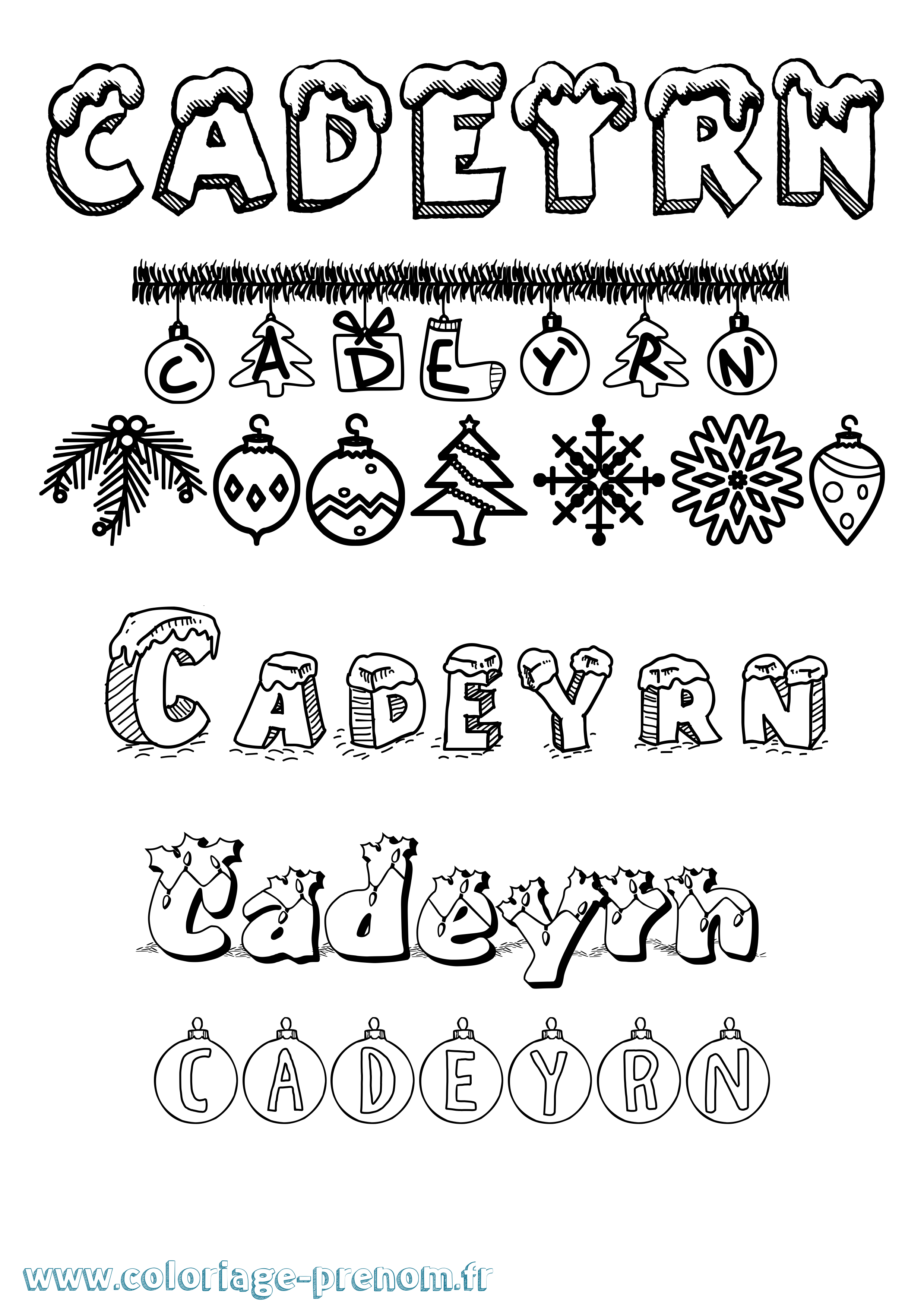 Coloriage prénom Cadeyrn Noël