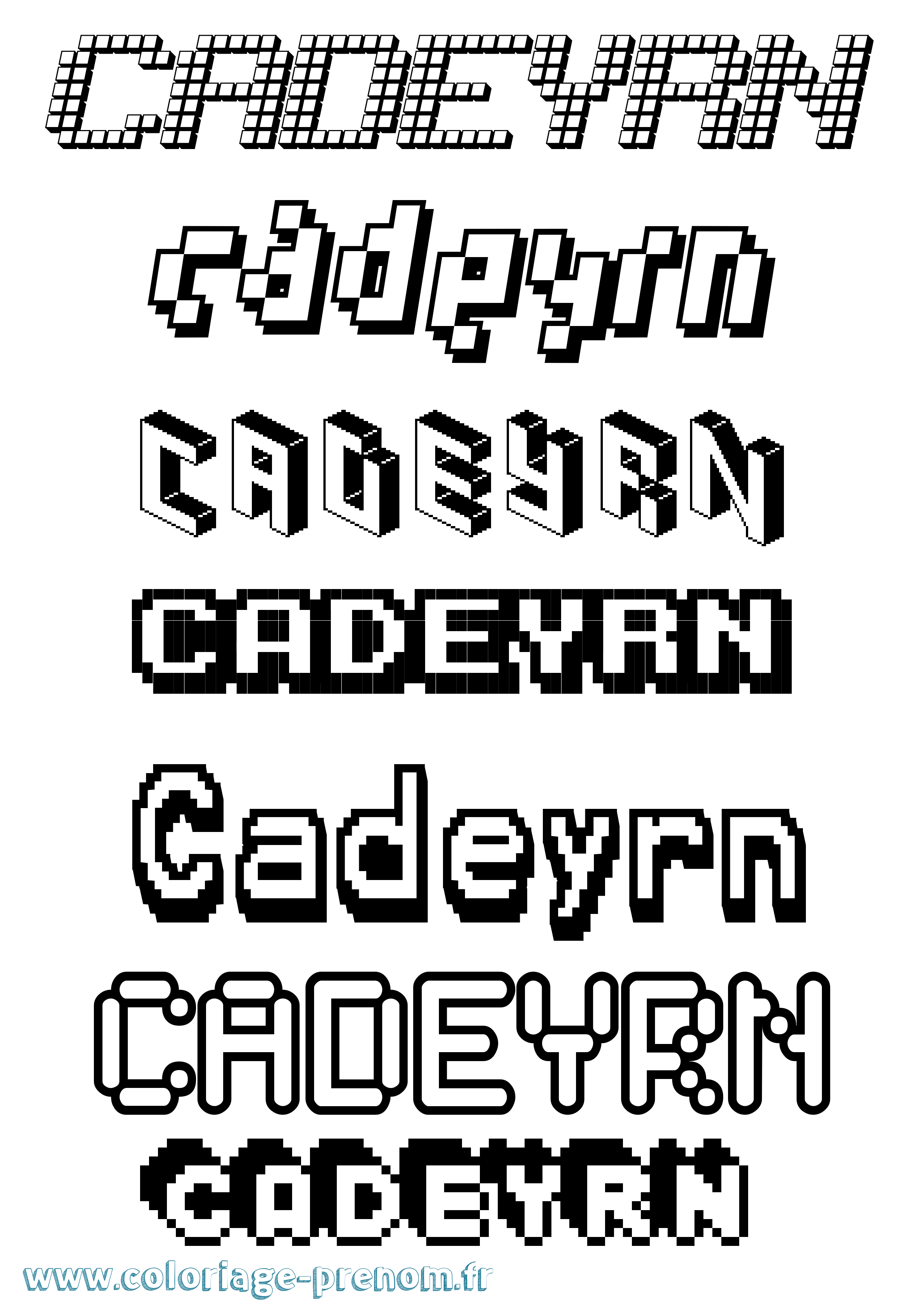 Coloriage prénom Cadeyrn Pixel