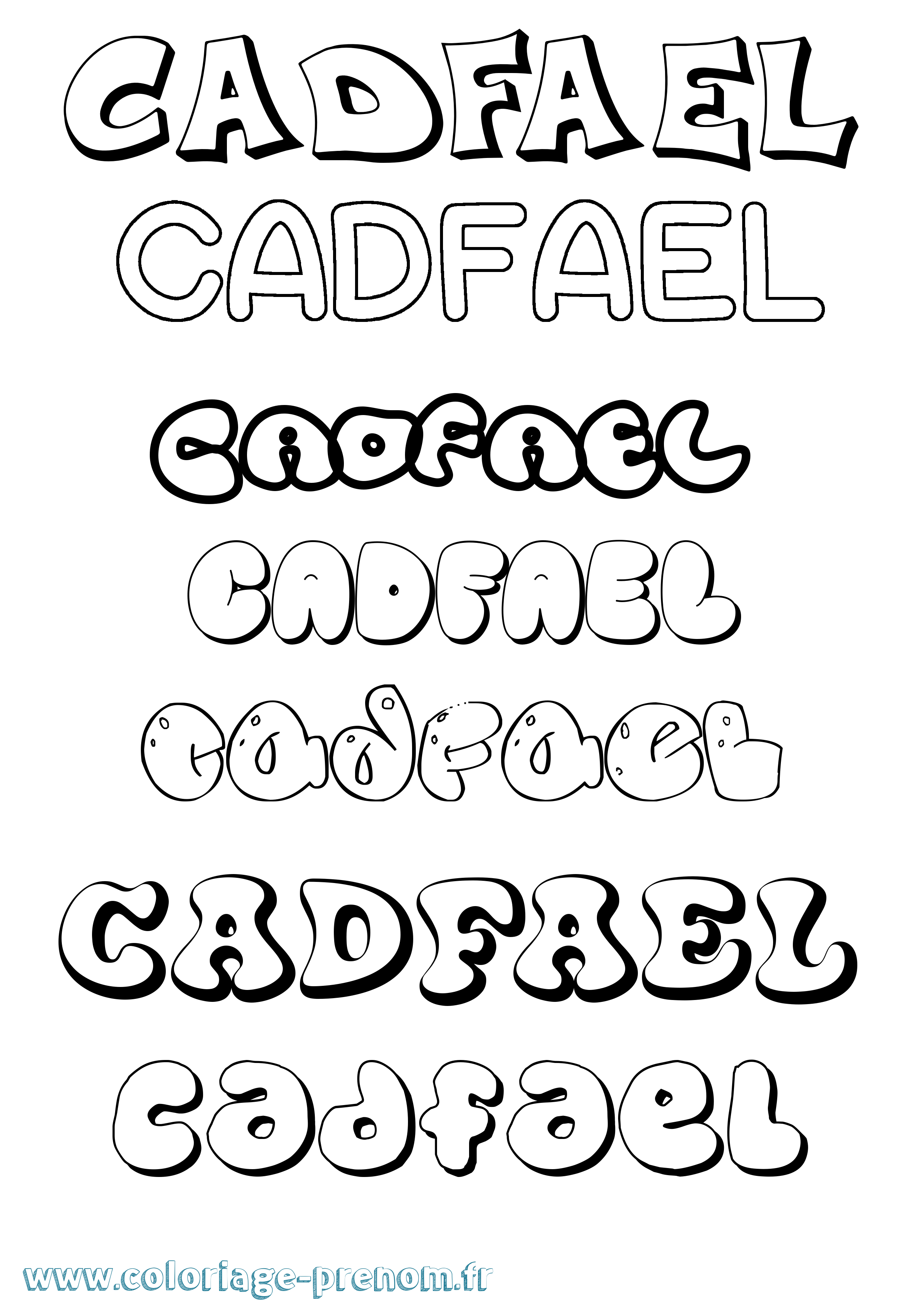 Coloriage Cadfael Bubble Coloriage prénom Cadfael Bubble