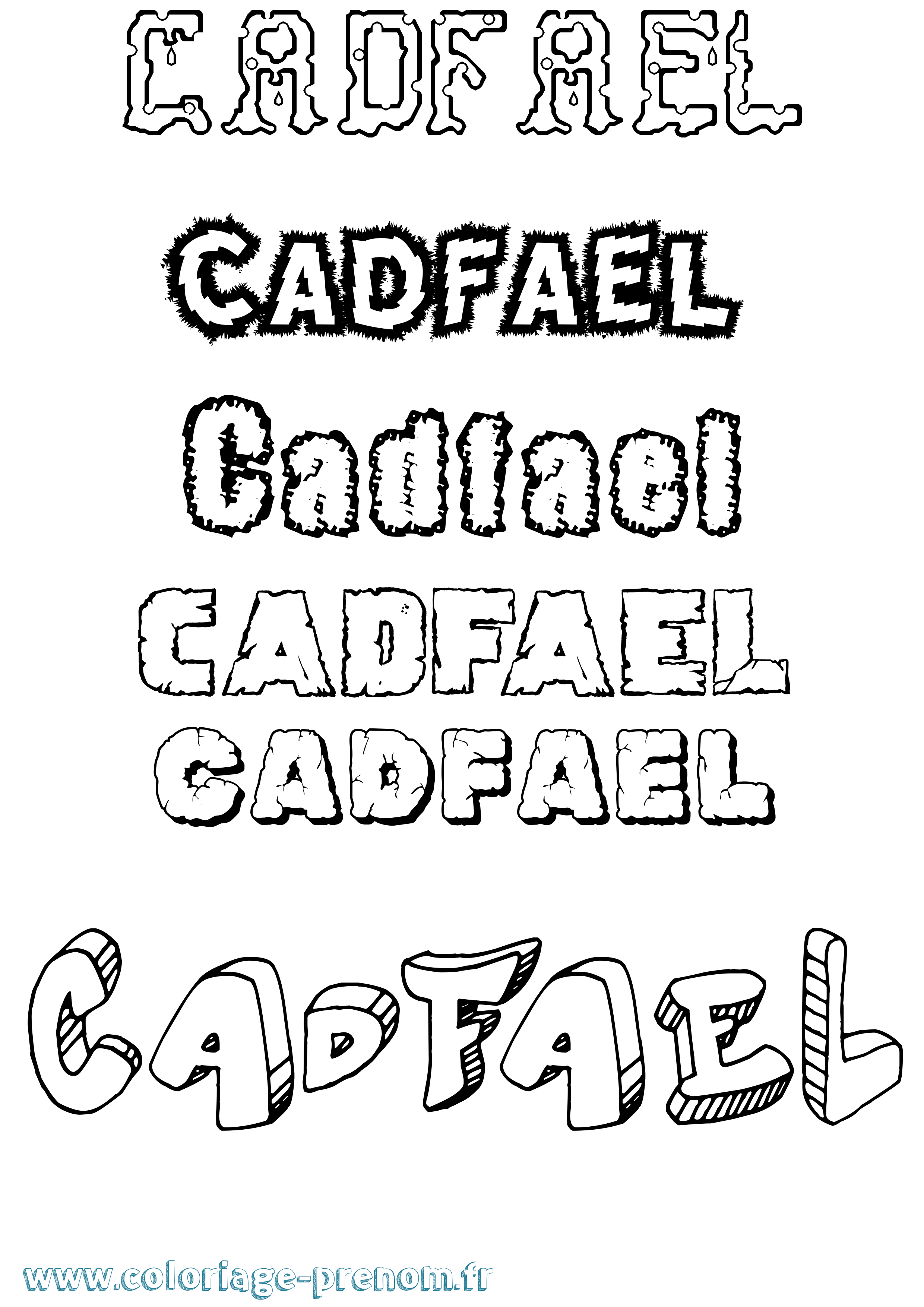 Coloriage prénom Cadfael Destructuré