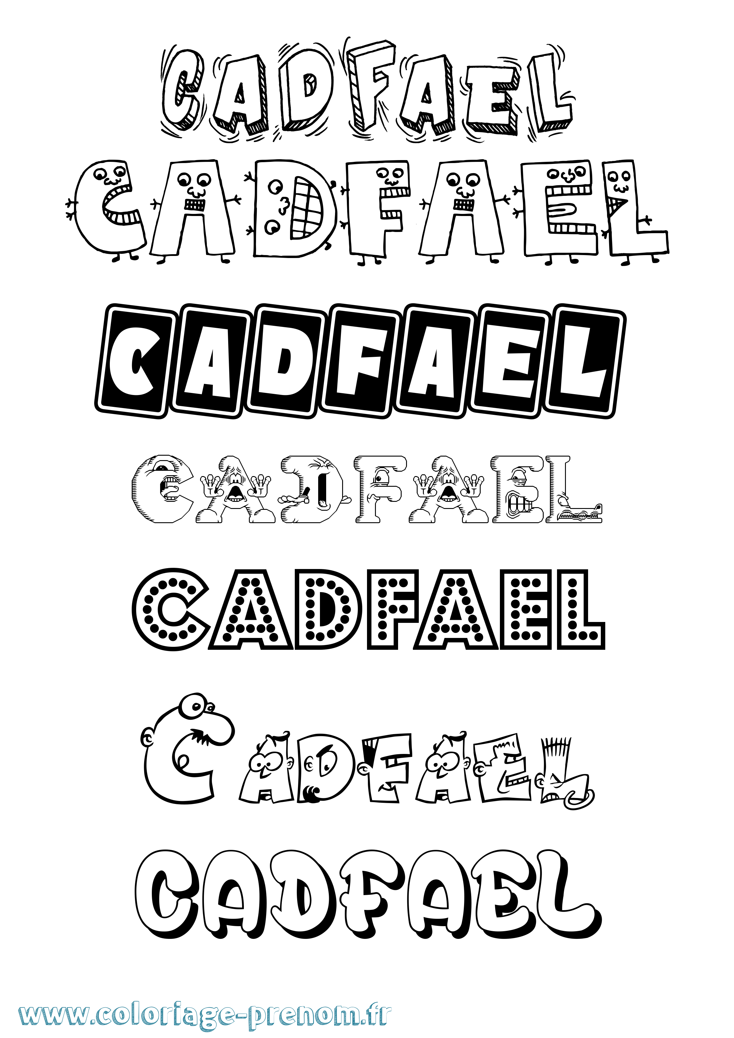 Coloriage prénom Cadfael Fun