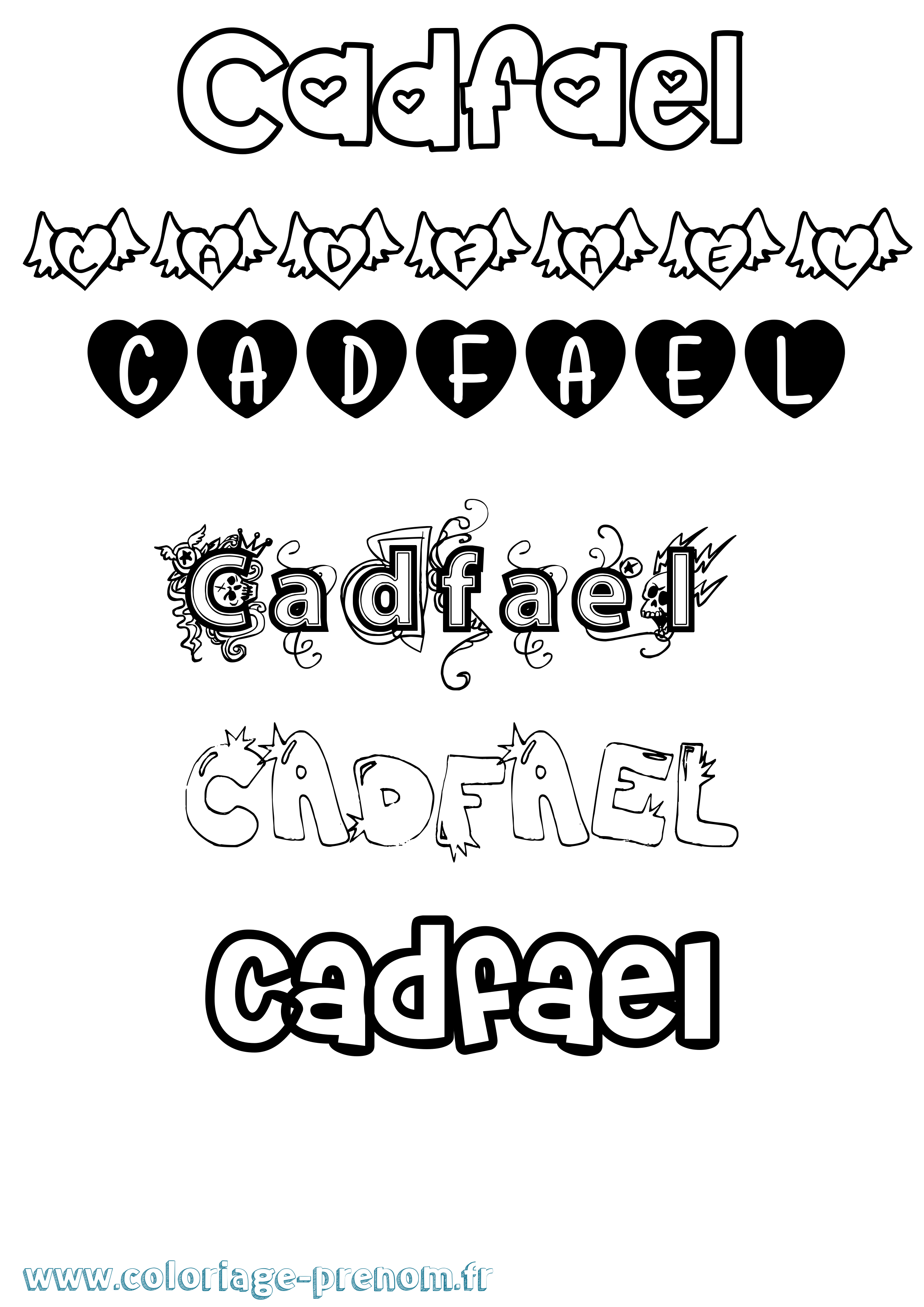 Coloriage Cadfael Girly Coloriage prénom Cadfael Girly