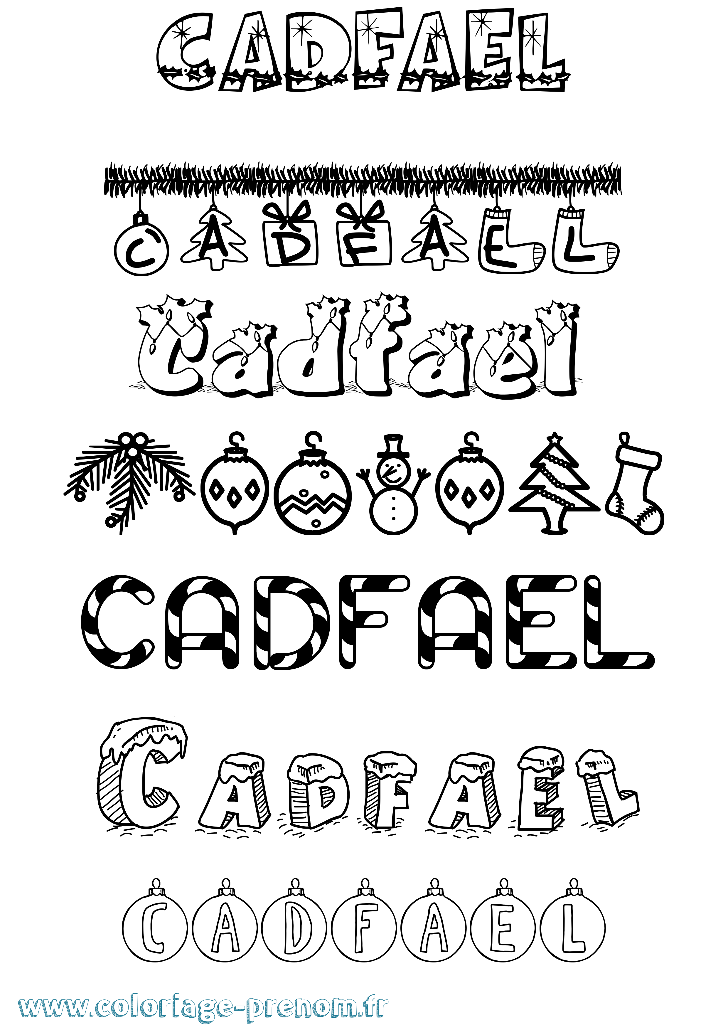 Coloriage Cadfael Noël Coloriage prénom Cadfael Noël