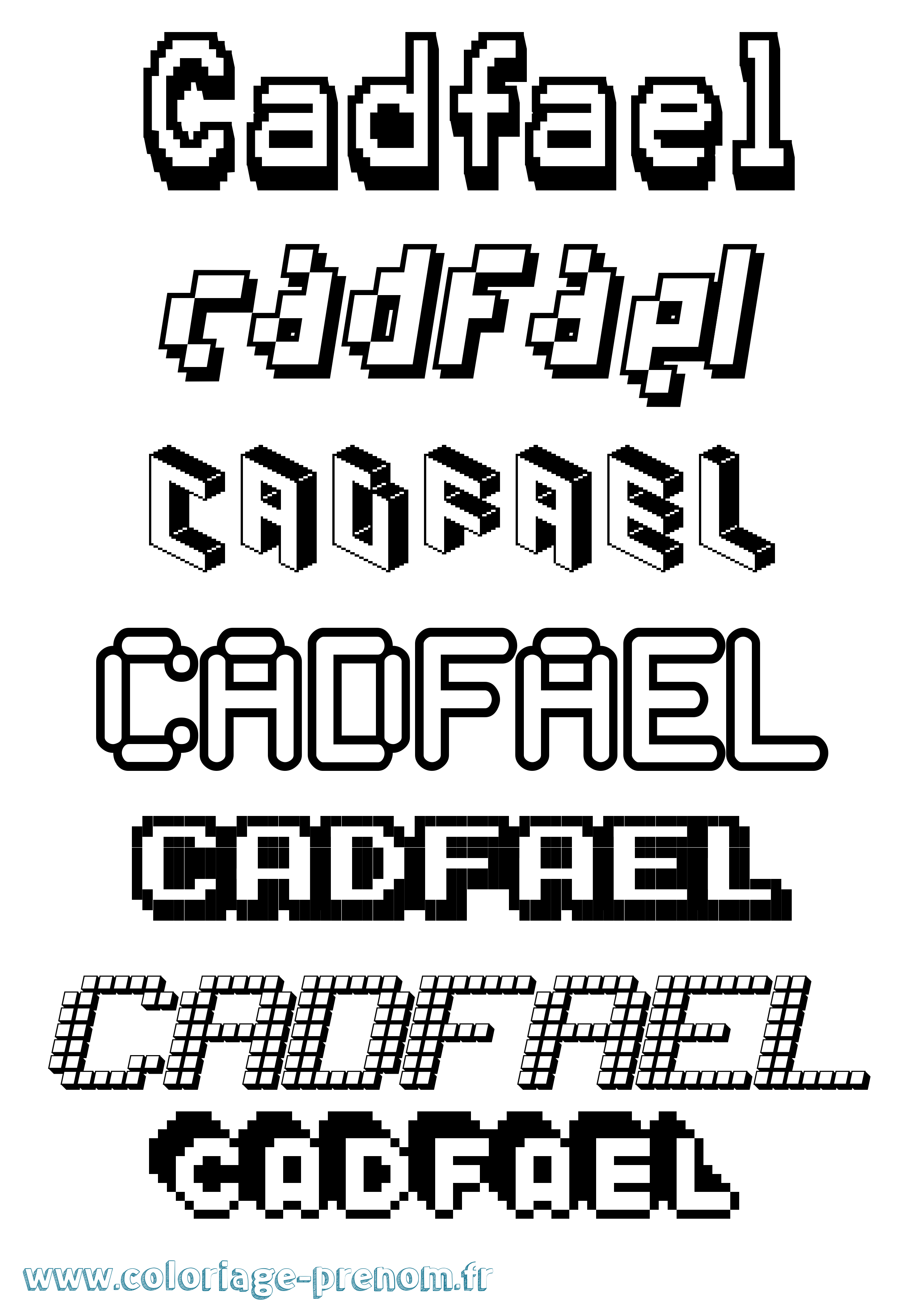 Coloriage prénom Cadfael Pixel