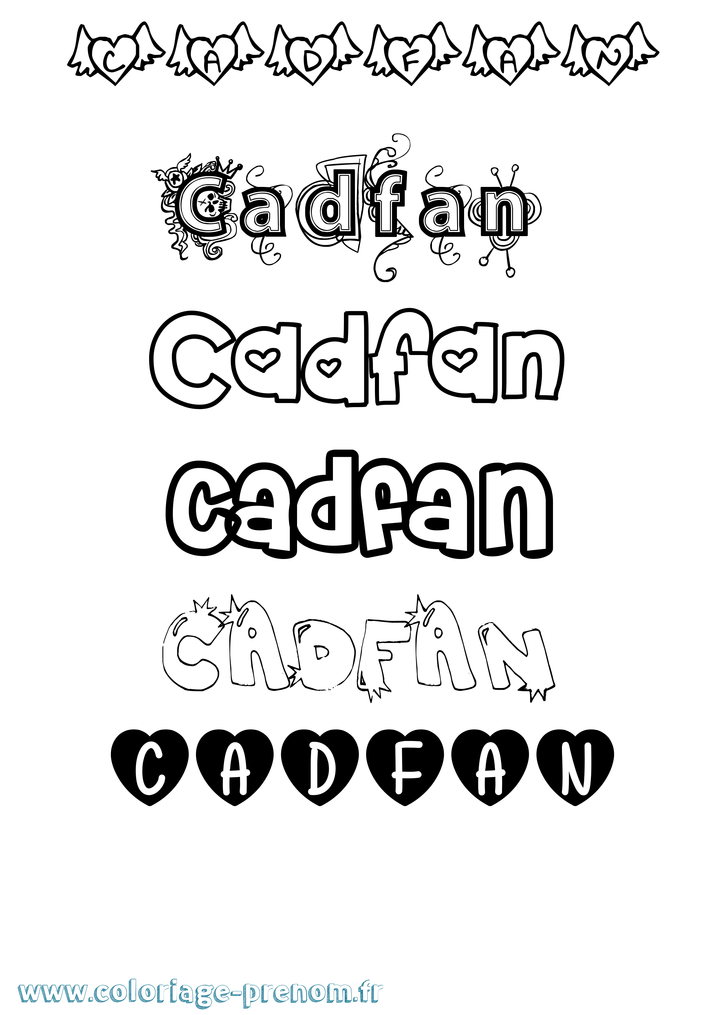 Coloriage prénom Cadfan Girly