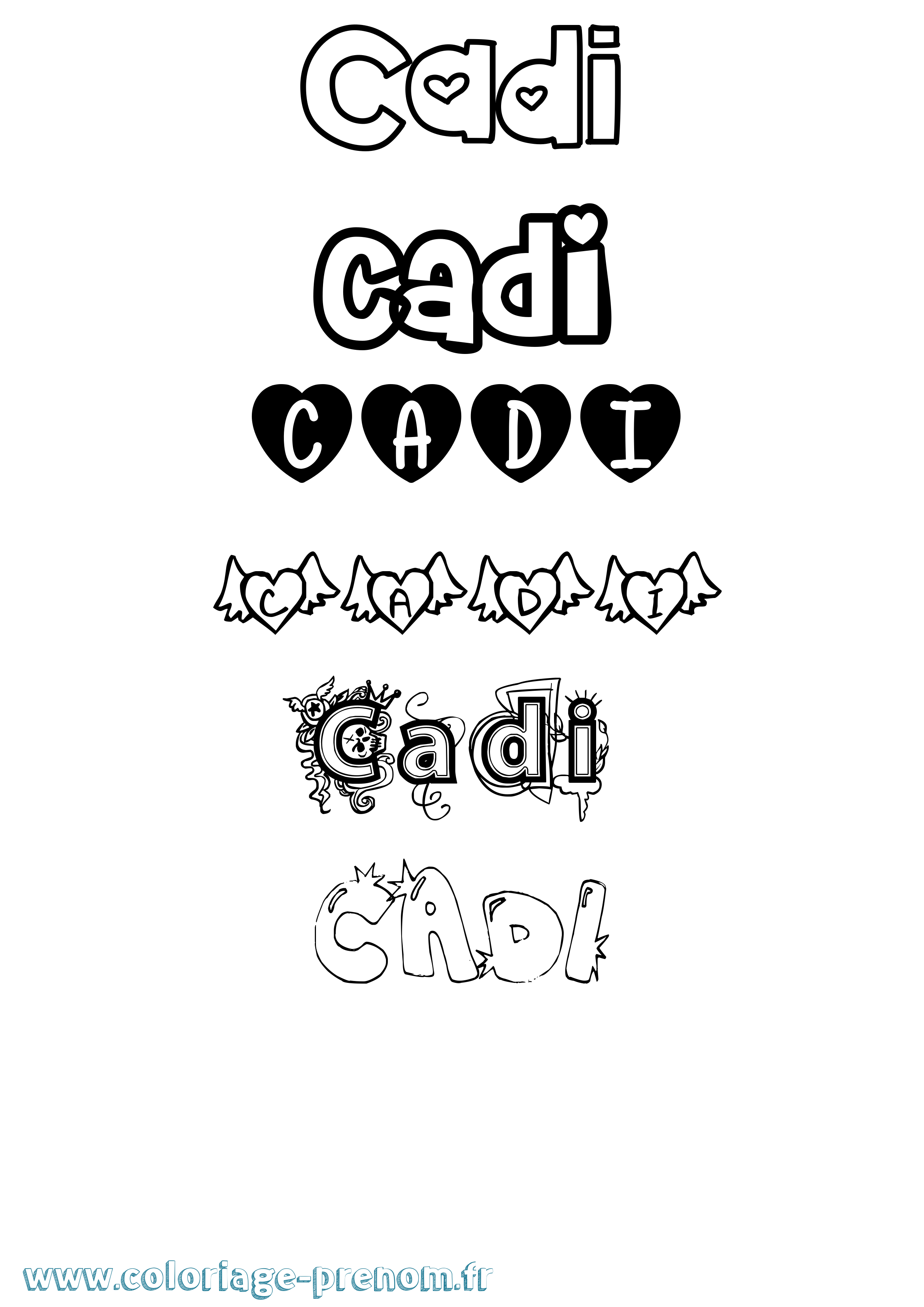 Coloriage prénom Cadi Girly