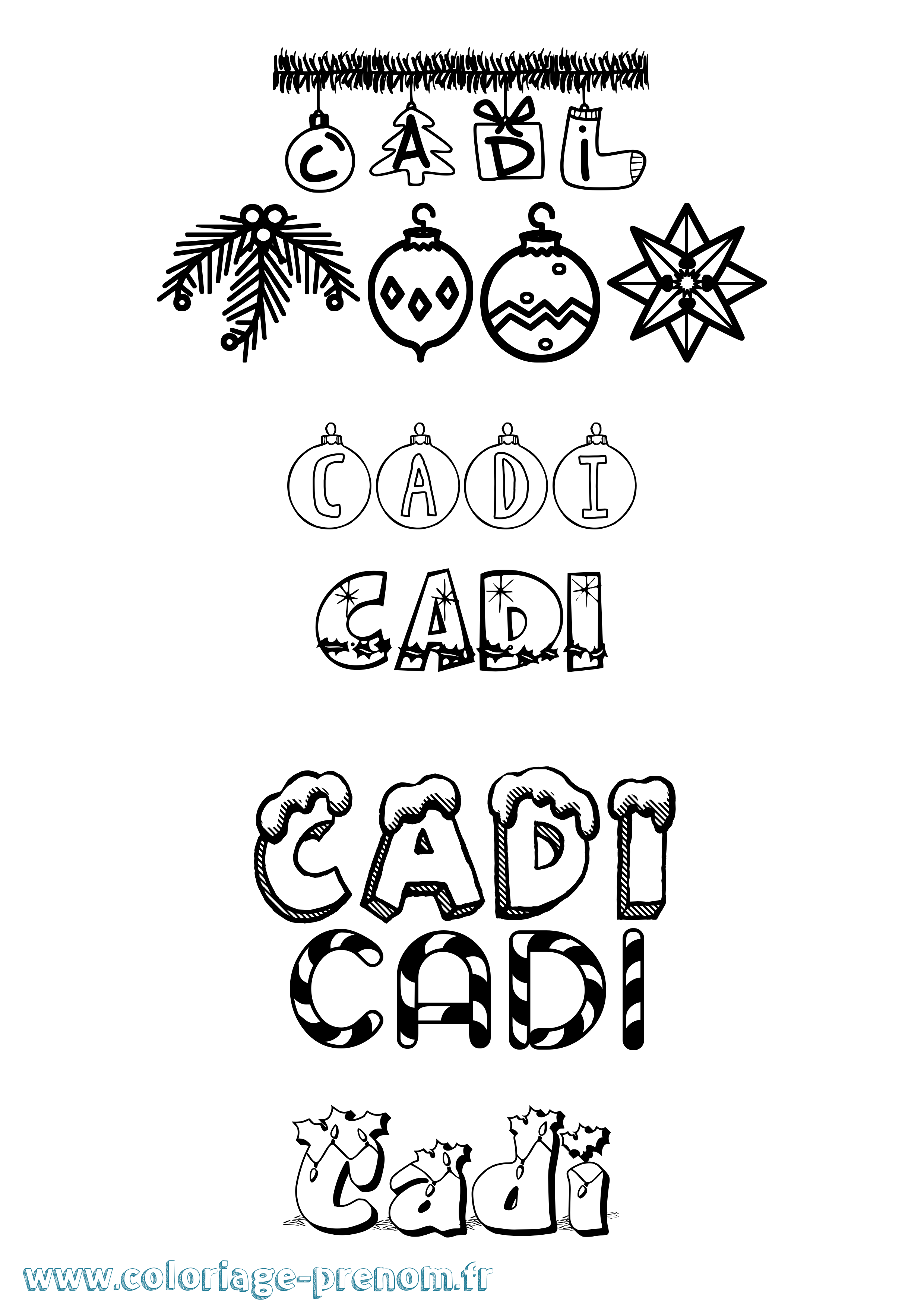 Coloriage Cadi Noël Coloriage prénom Cadi Noël