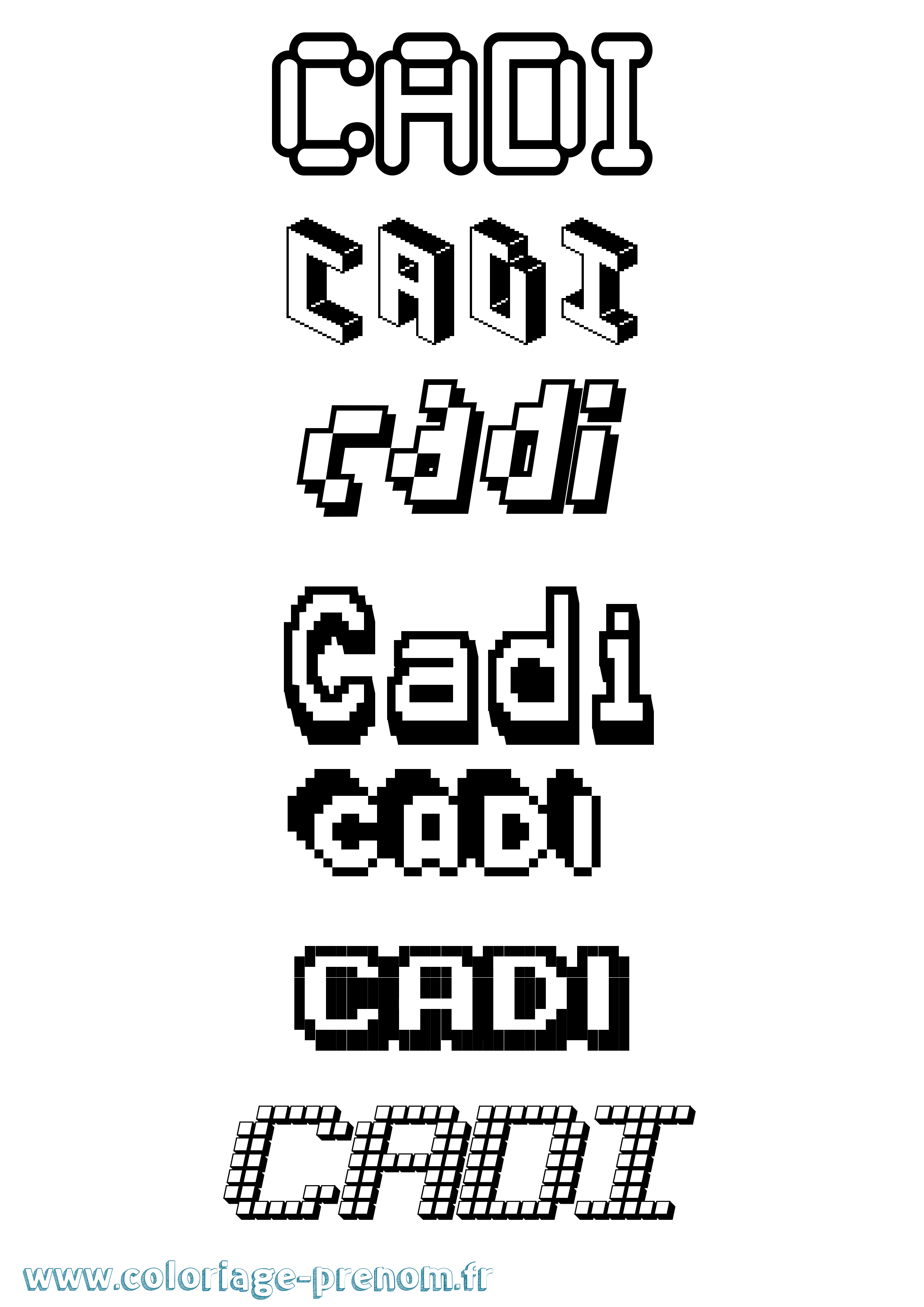 Coloriage prénom Cadi Pixel