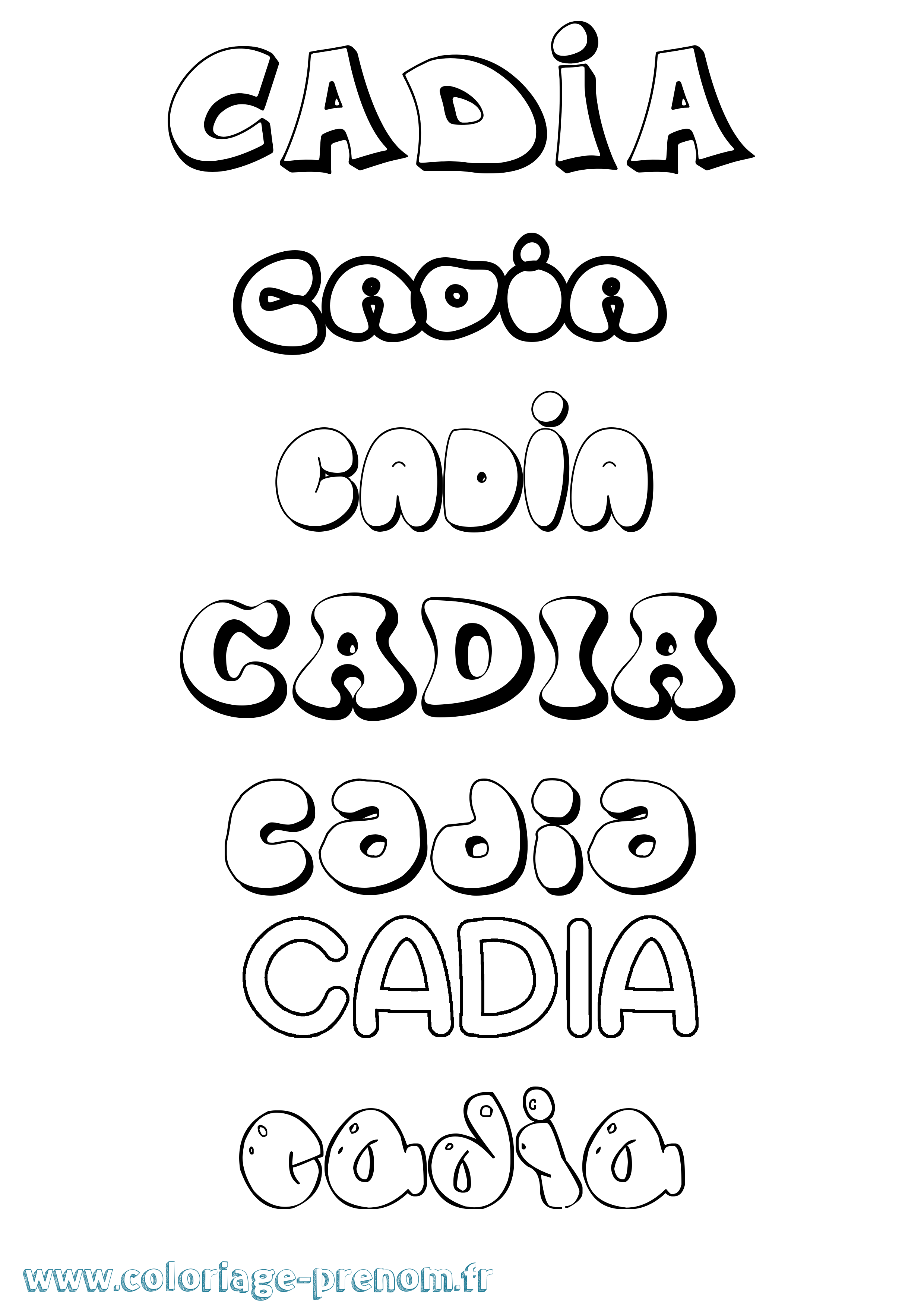 Coloriage Cadia Bubble Coloriage prénom Cadia Bubble