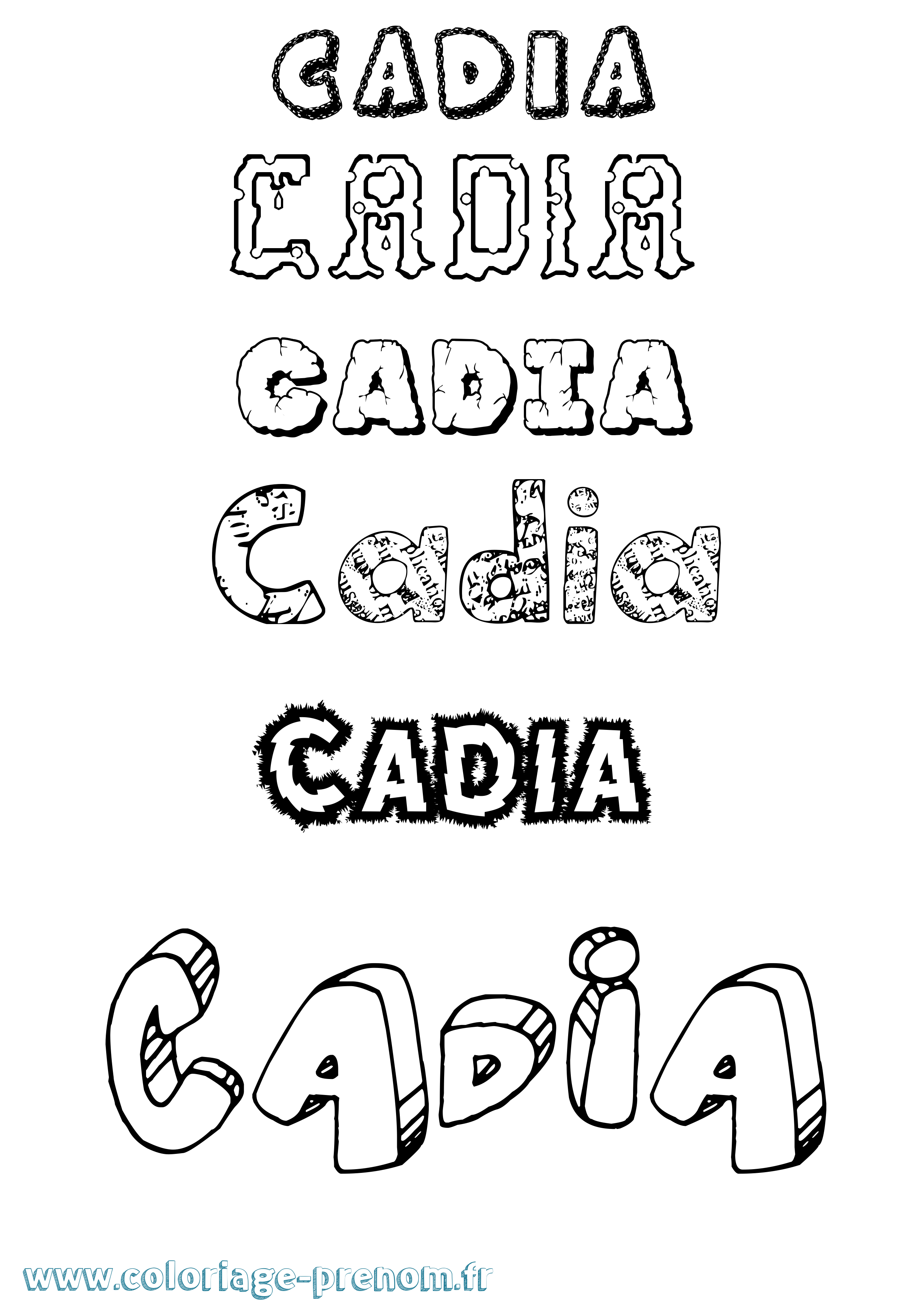 Coloriage prénom Cadia Destructuré