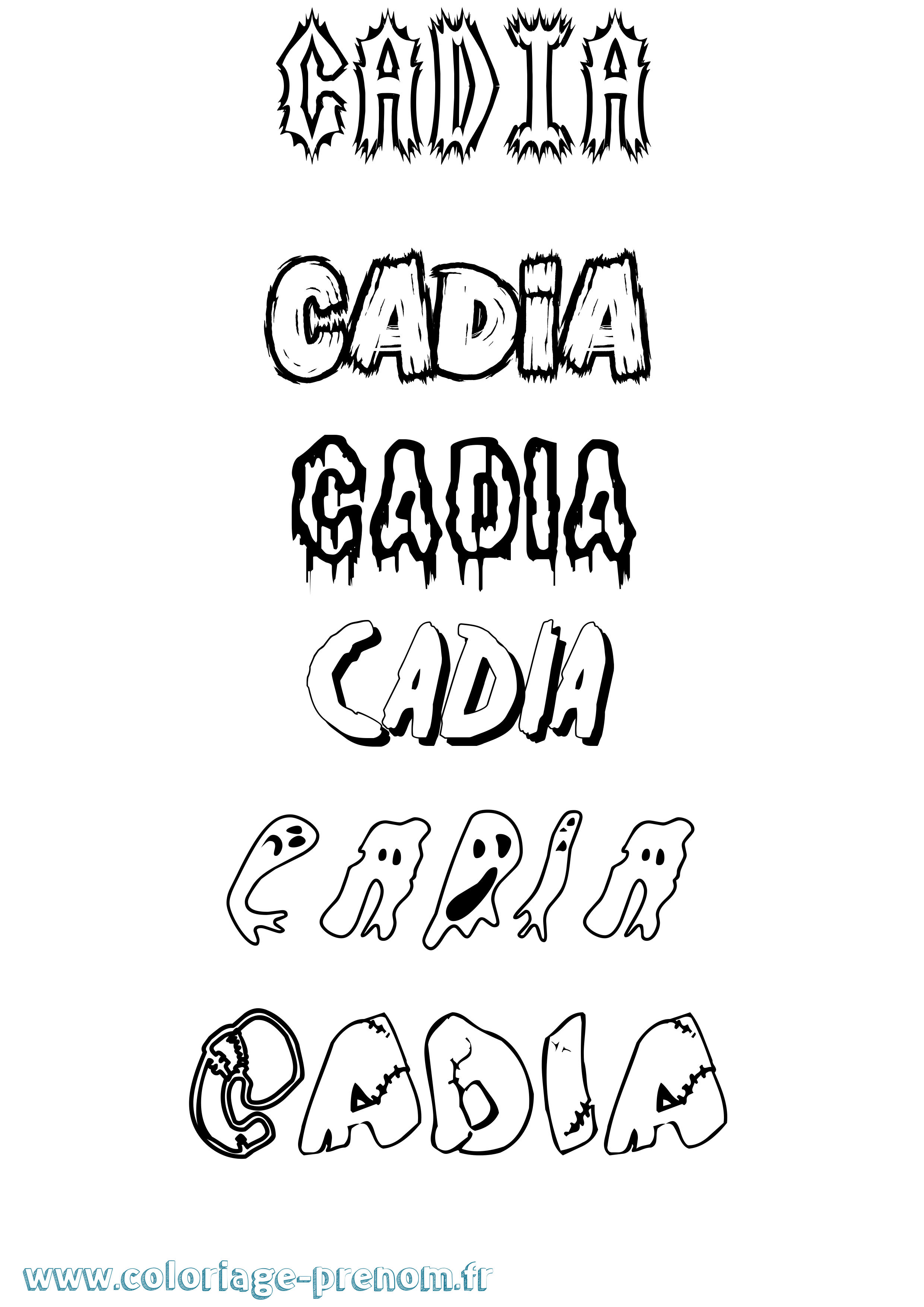 Coloriage prénom Cadia Frisson