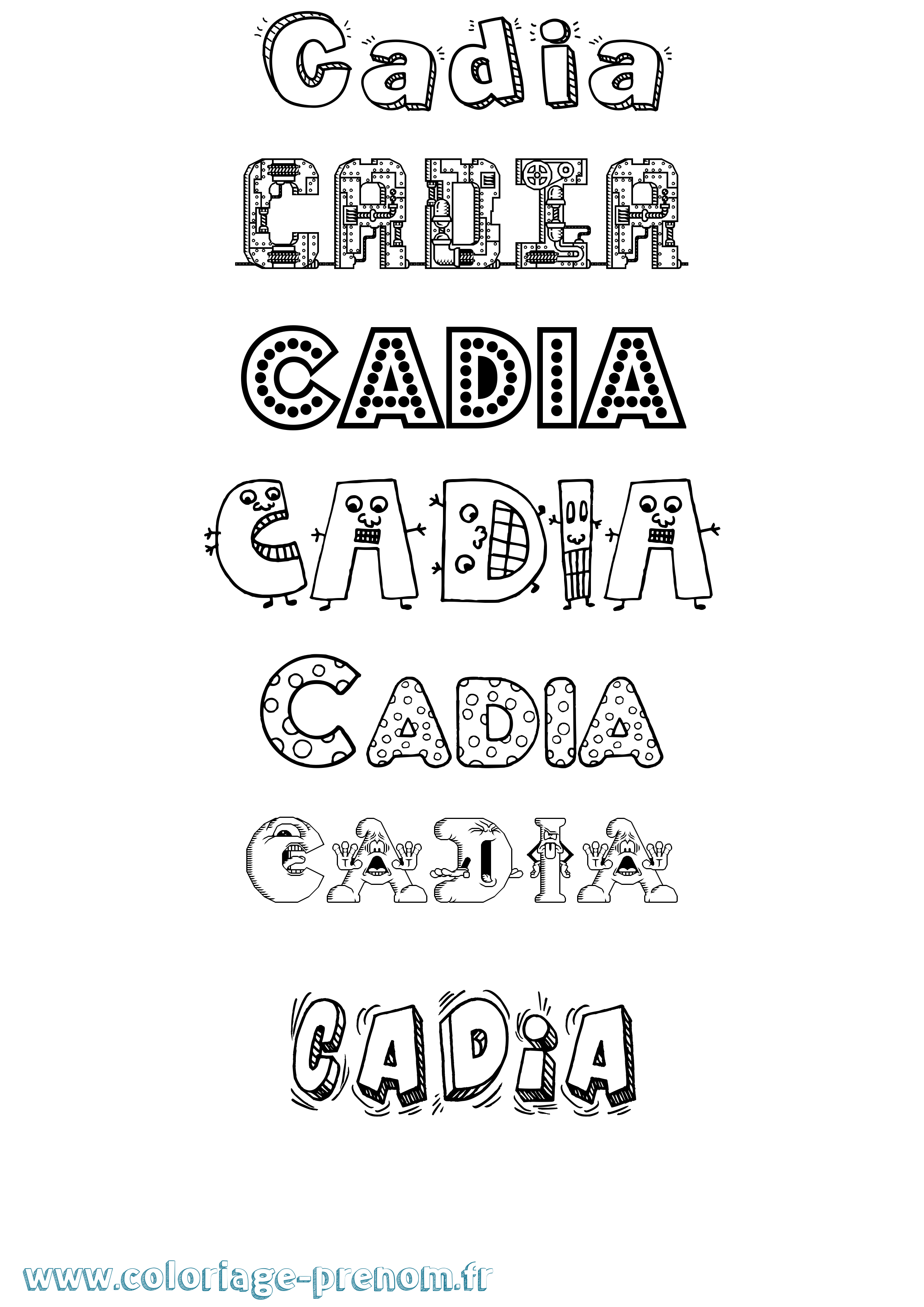 Coloriage prénom Cadia Fun