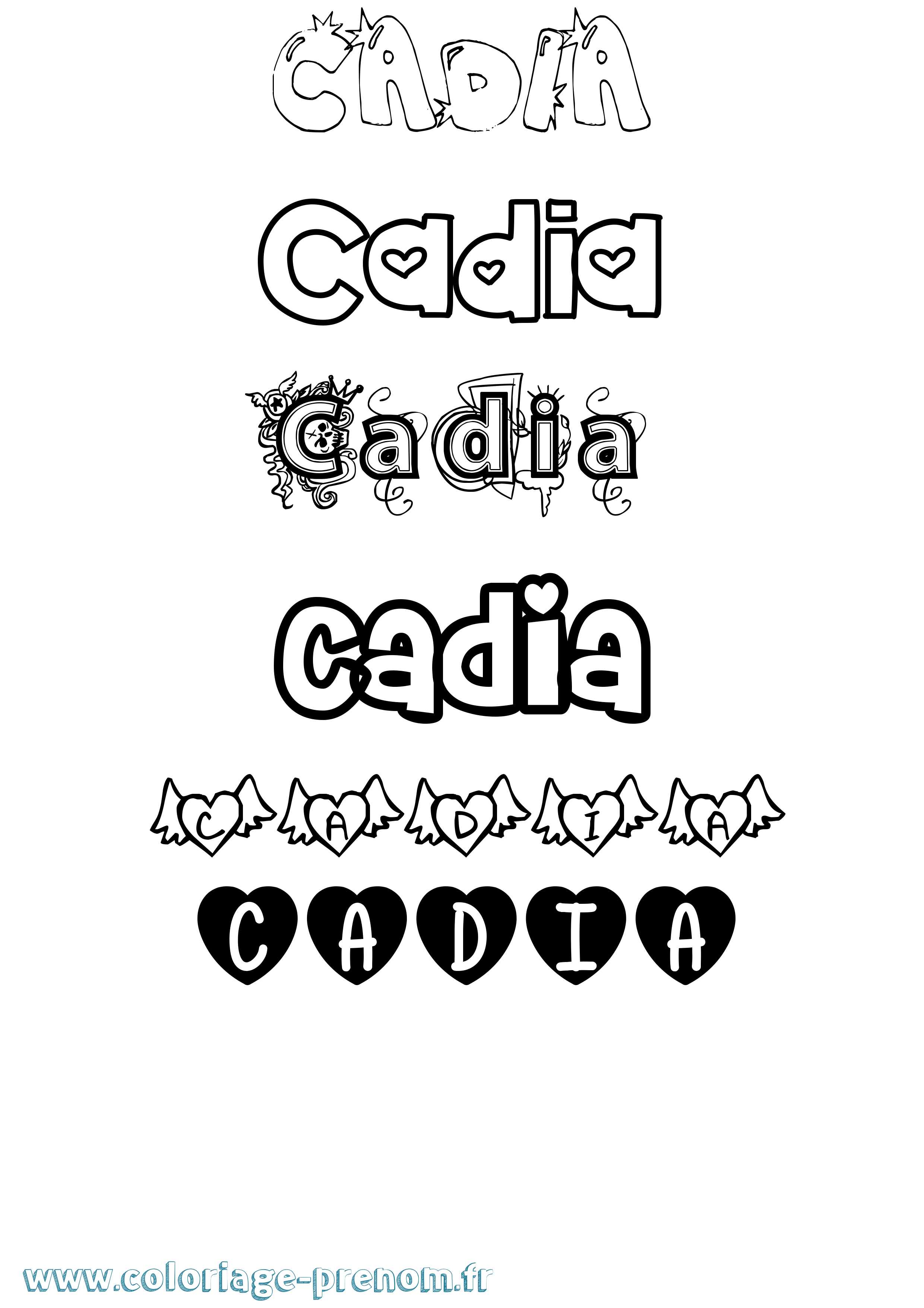 Coloriage Cadia Girly Coloriage prénom Cadia Girly