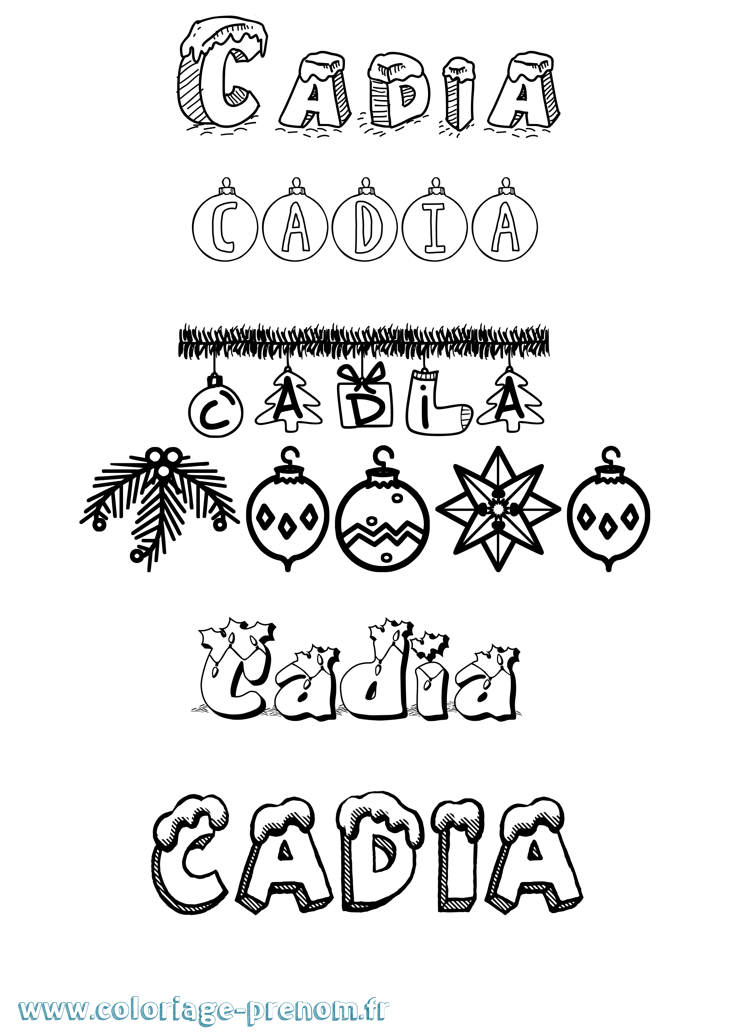 Coloriage Cadia Noël Coloriage prénom Cadia Noël