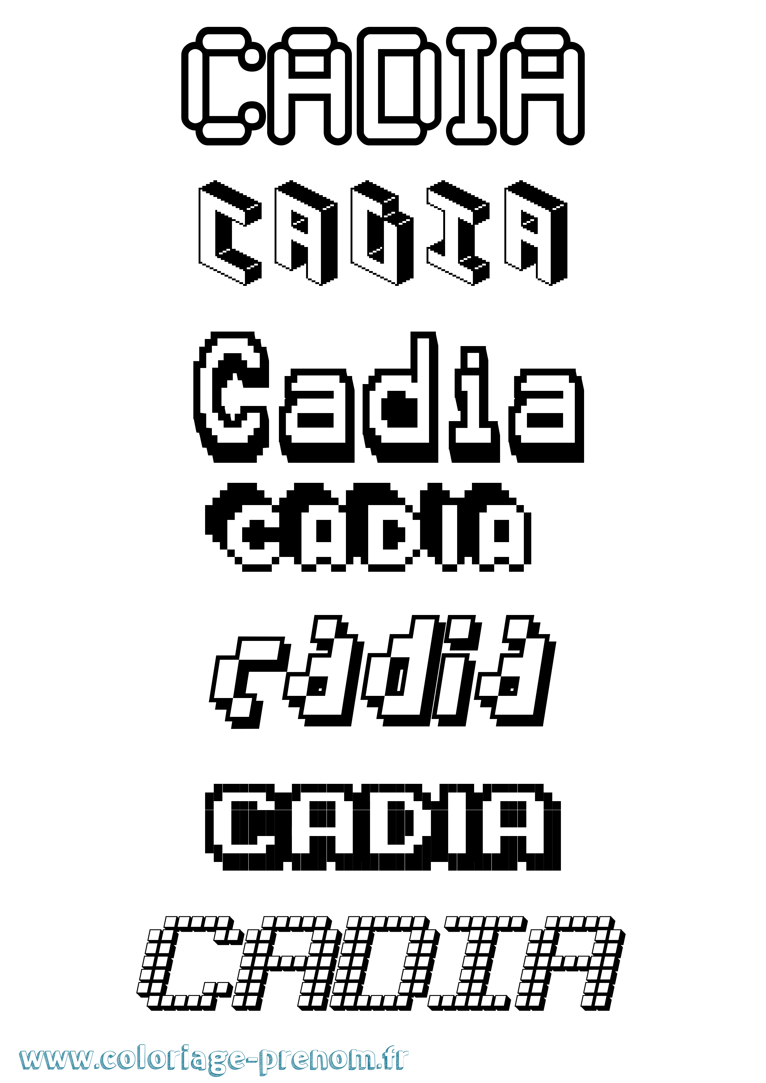 Coloriage prénom Cadia Pixel
