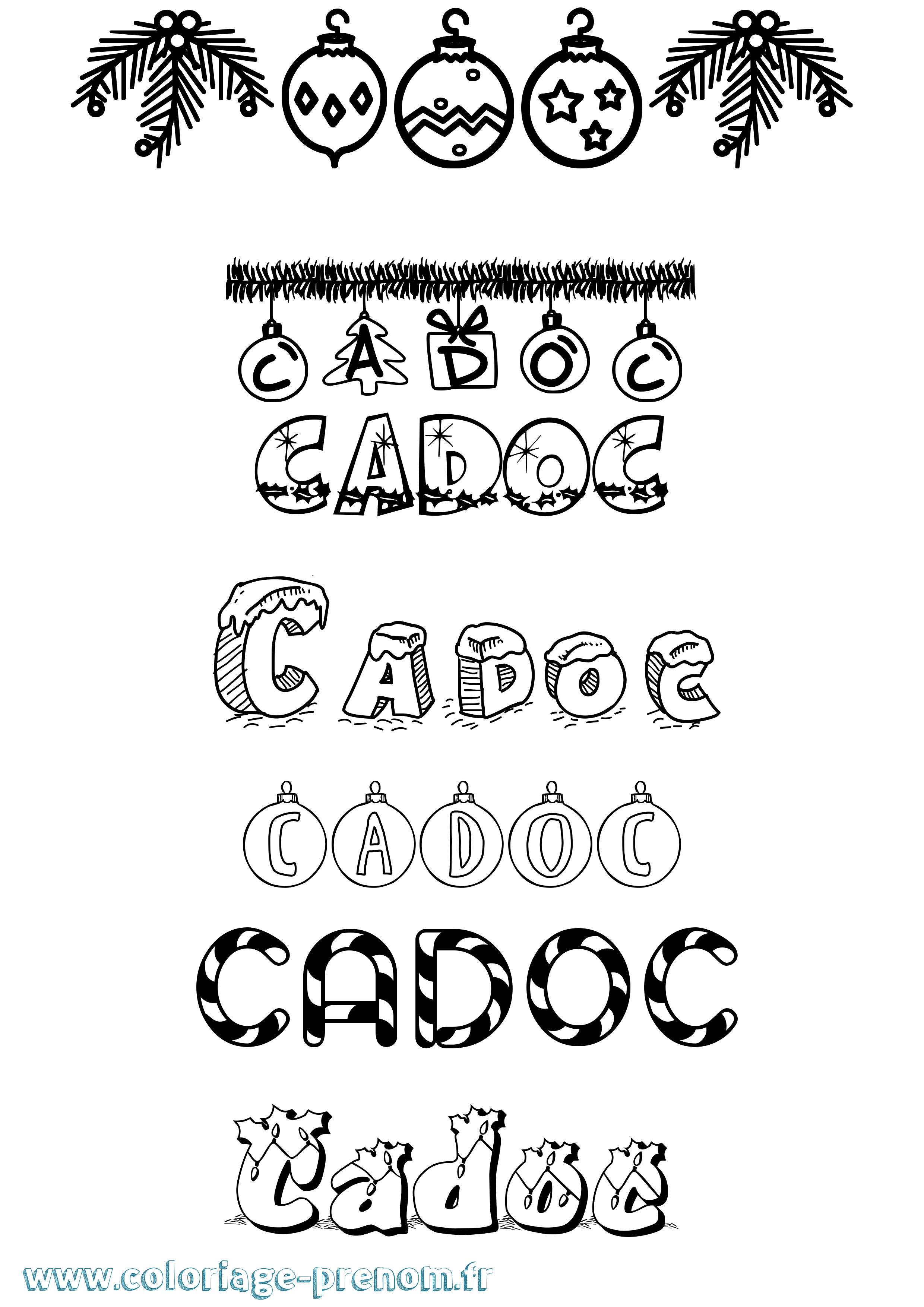 Coloriage Cadoc Noël Coloriage prénom Cadoc Noël