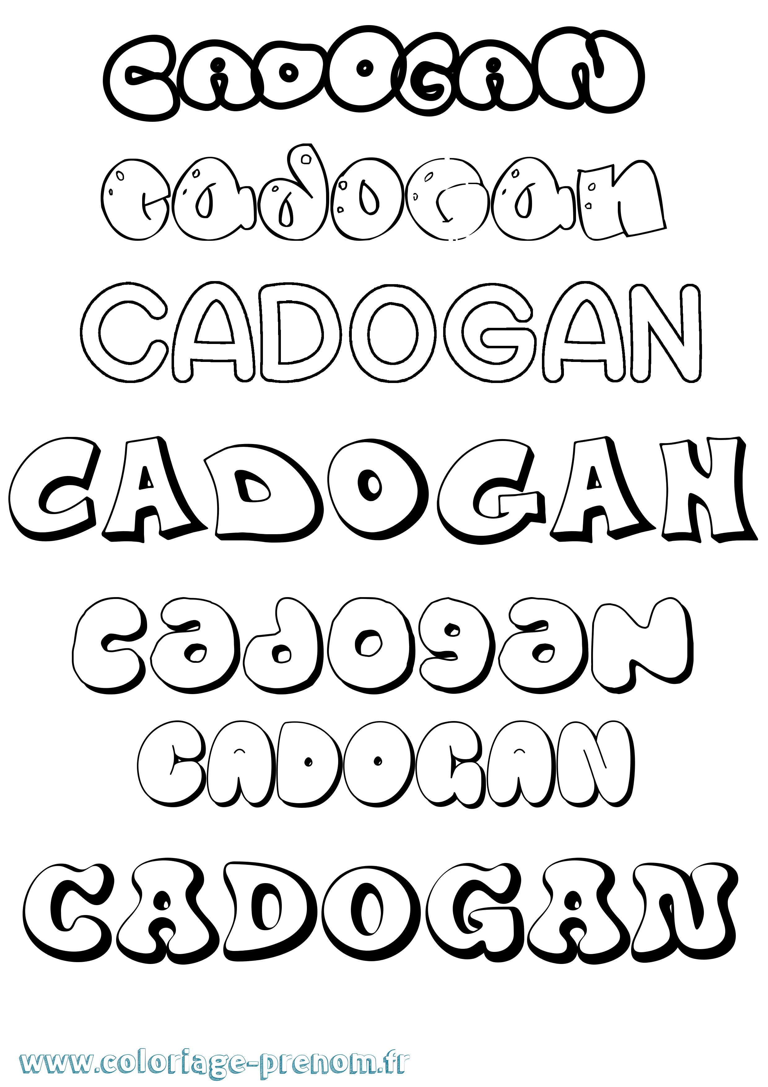 Coloriage prénom Cadogan Bubble