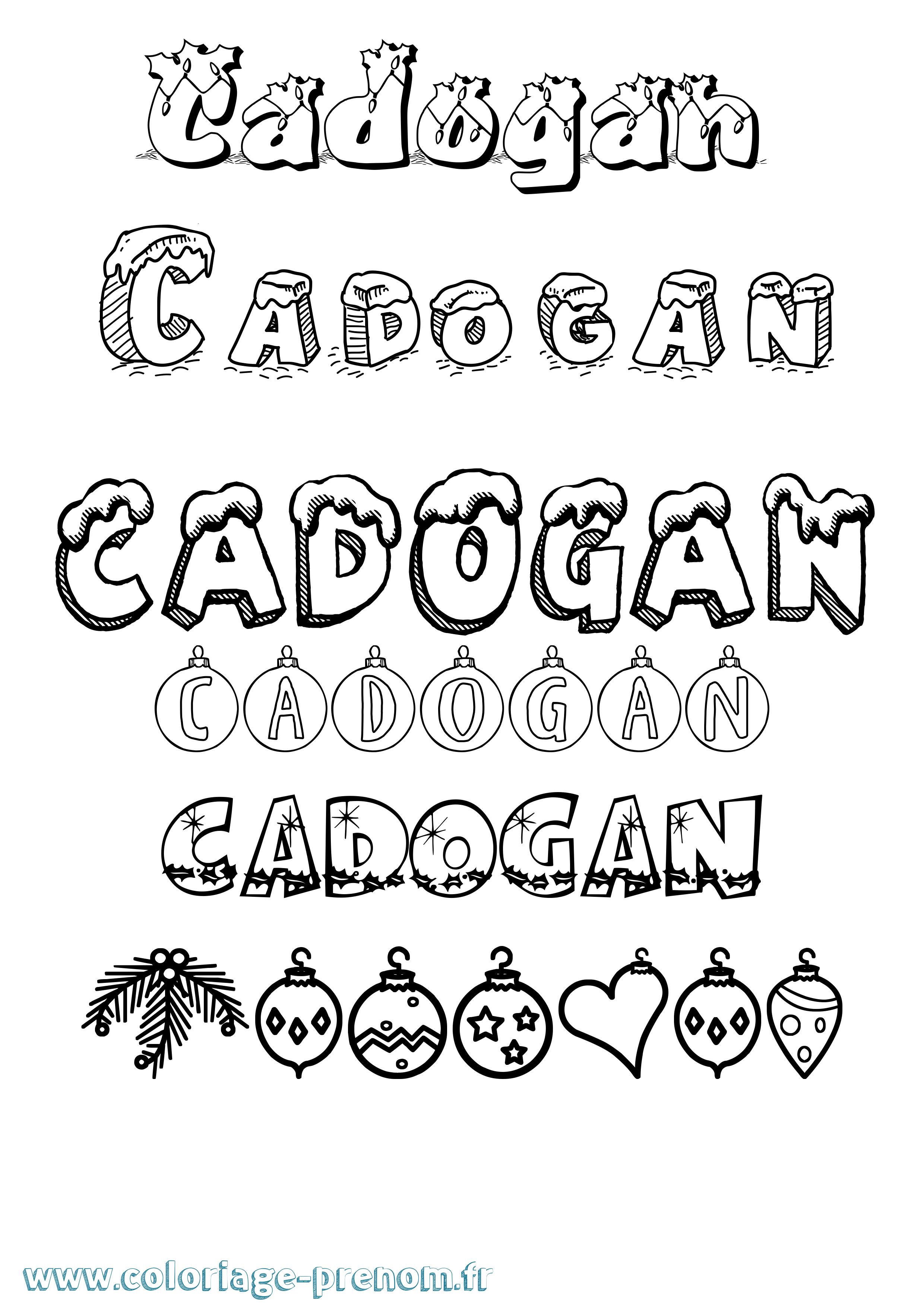 Coloriage prénom Cadogan Noël