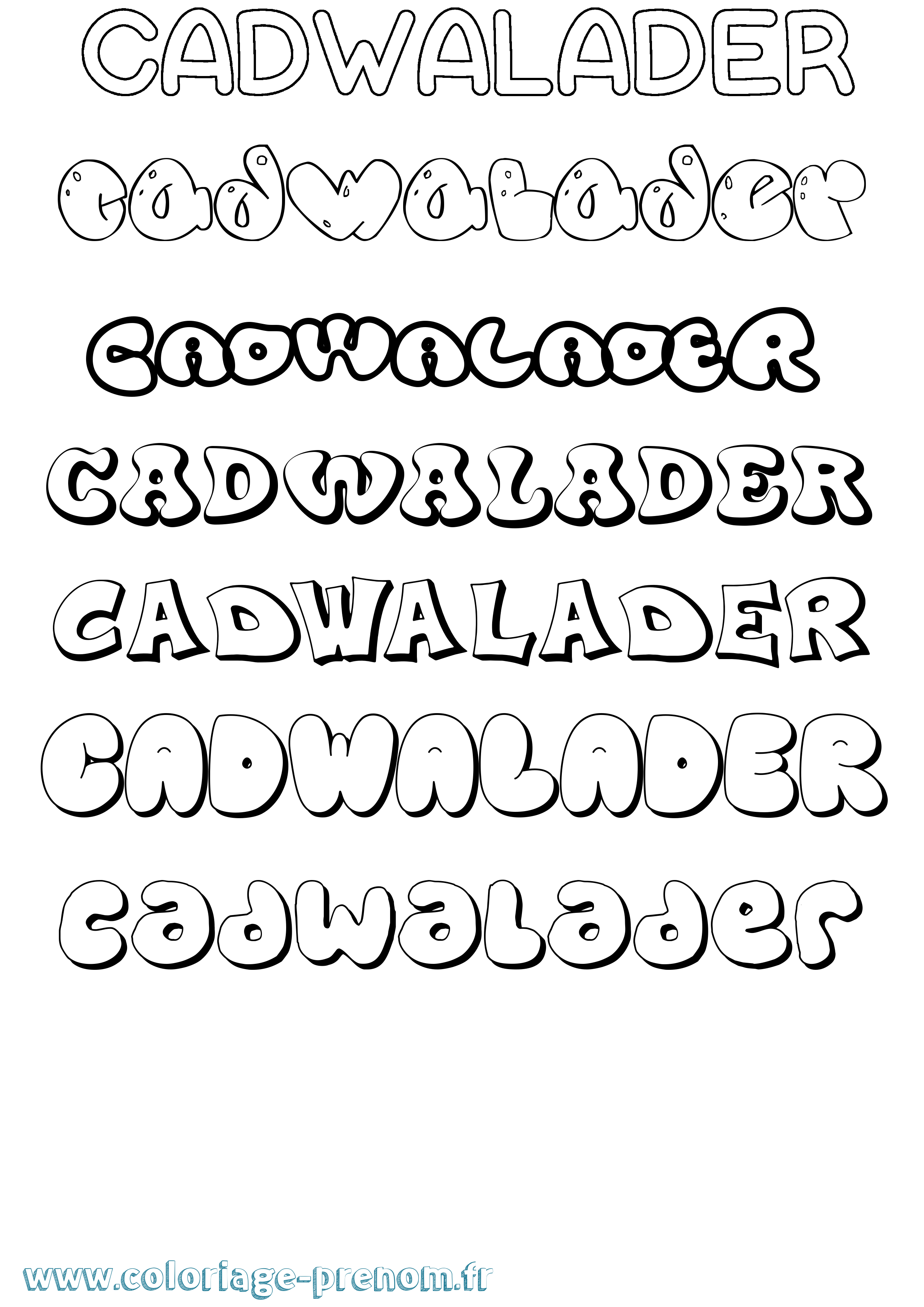 Coloriage Cadwalader Bubble Coloriage prénom Cadwalader Bubble