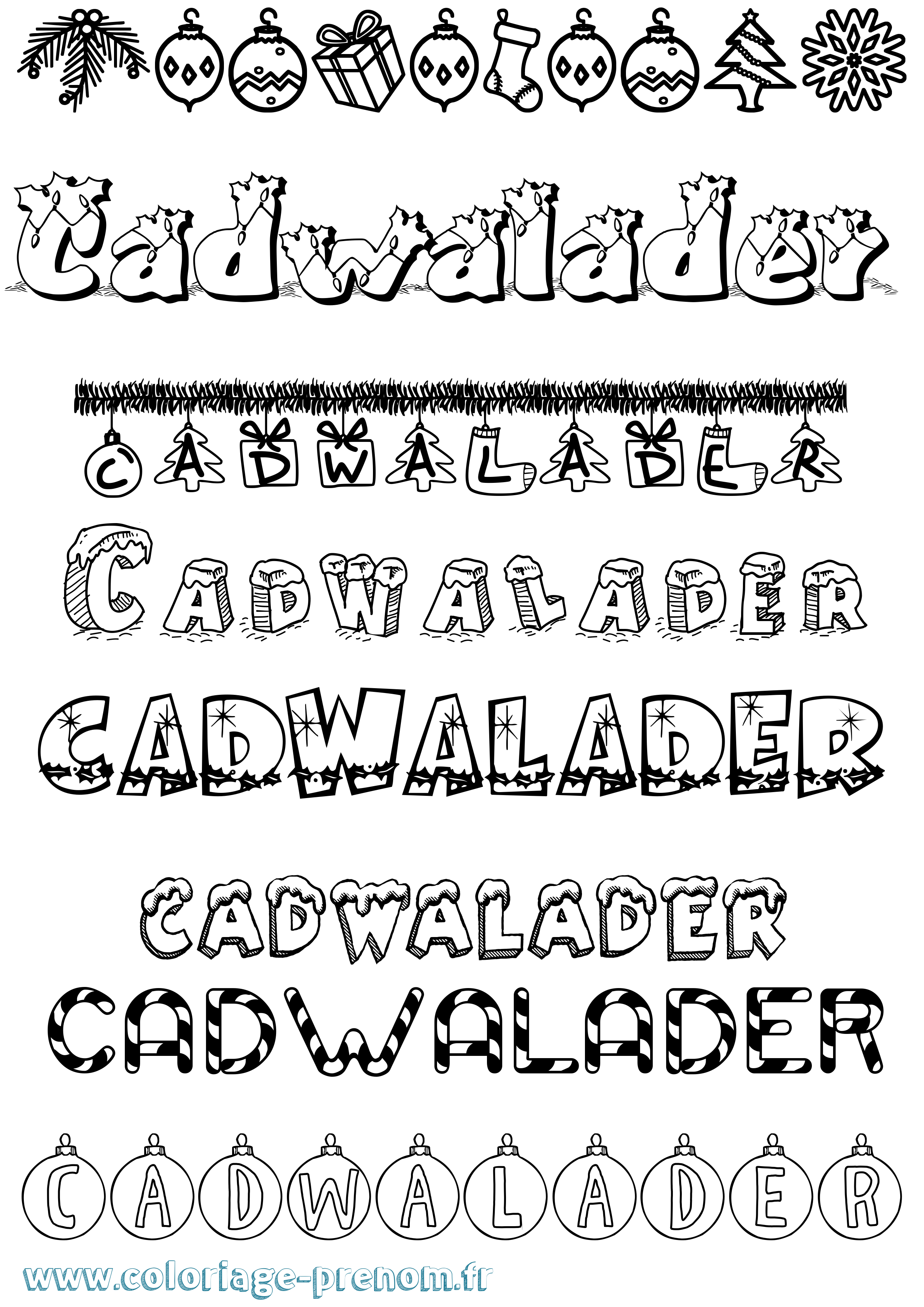 Coloriage Cadwalader Noël Coloriage prénom Cadwalader Noël