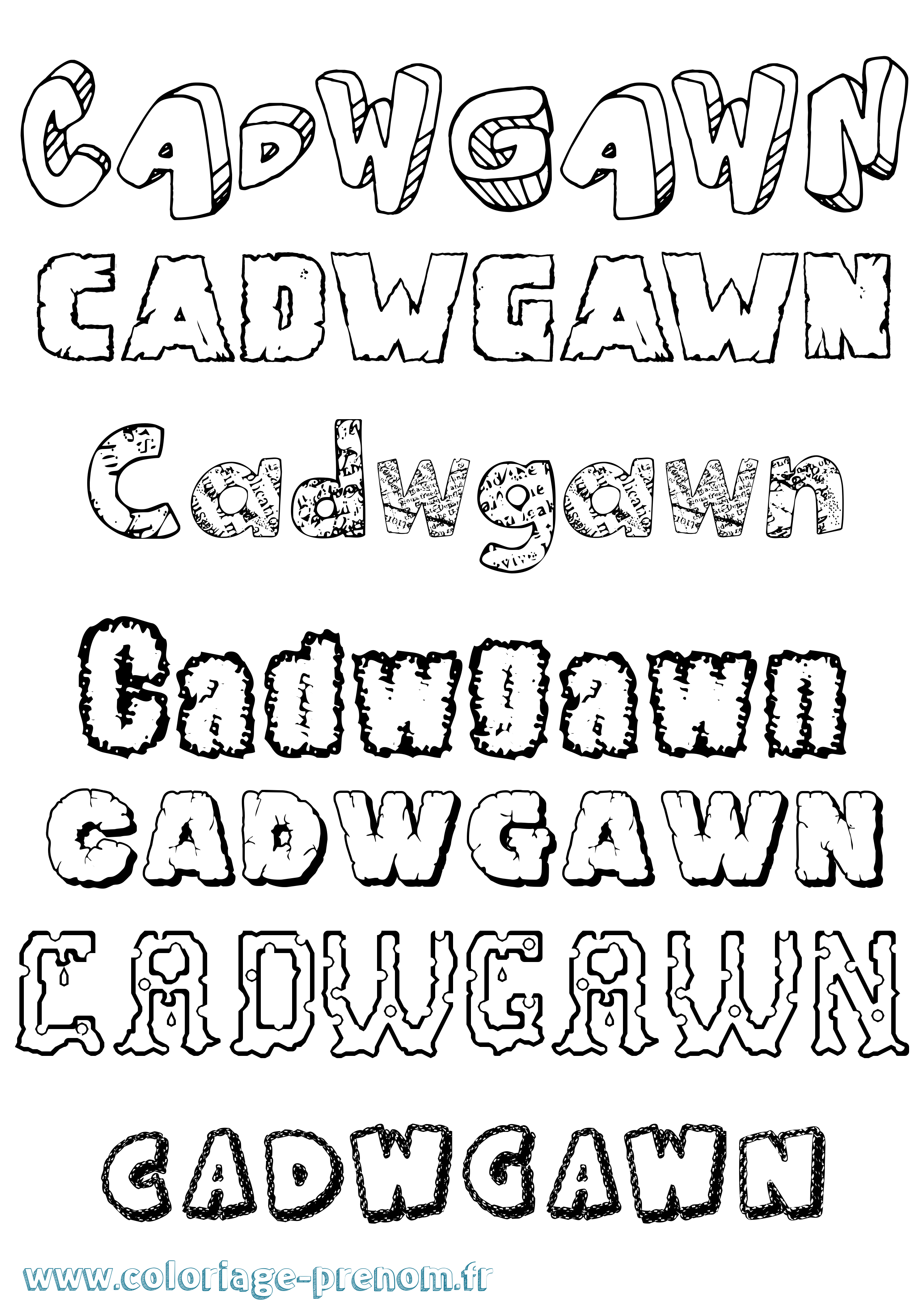 Coloriage prénom Cadwgawn Destructuré
