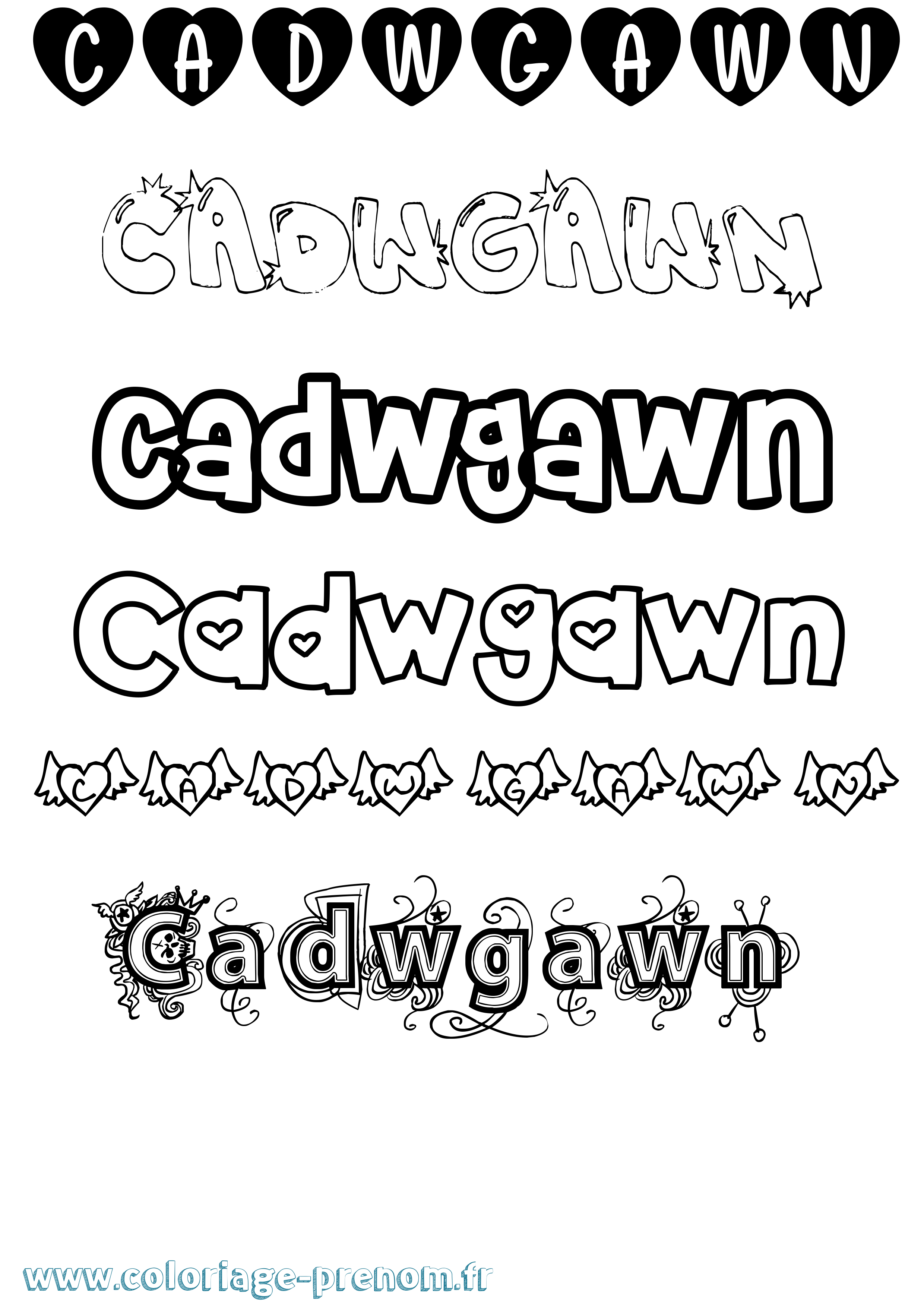 Coloriage prénom Cadwgawn Girly