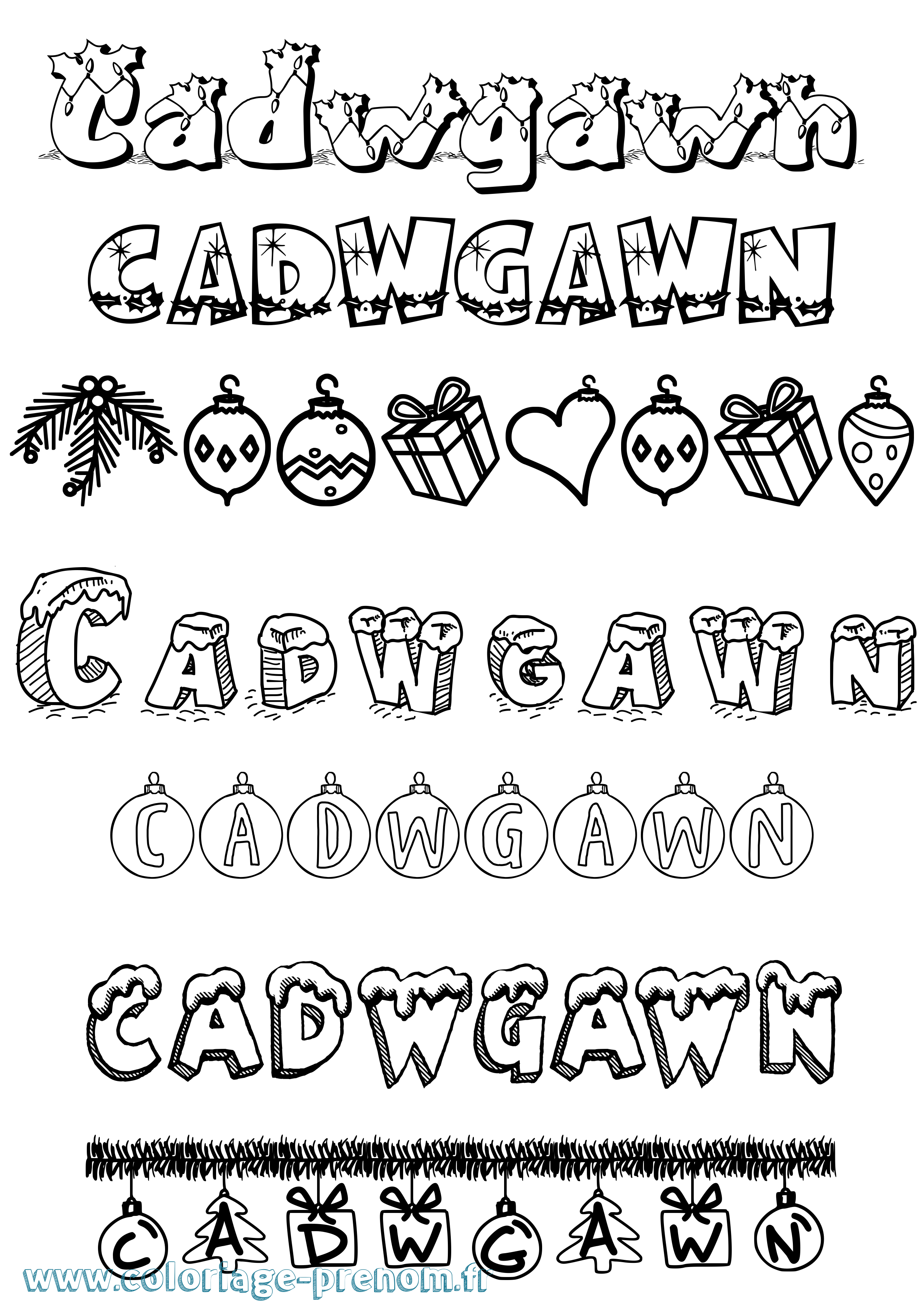 Coloriage prénom Cadwgawn Noël
