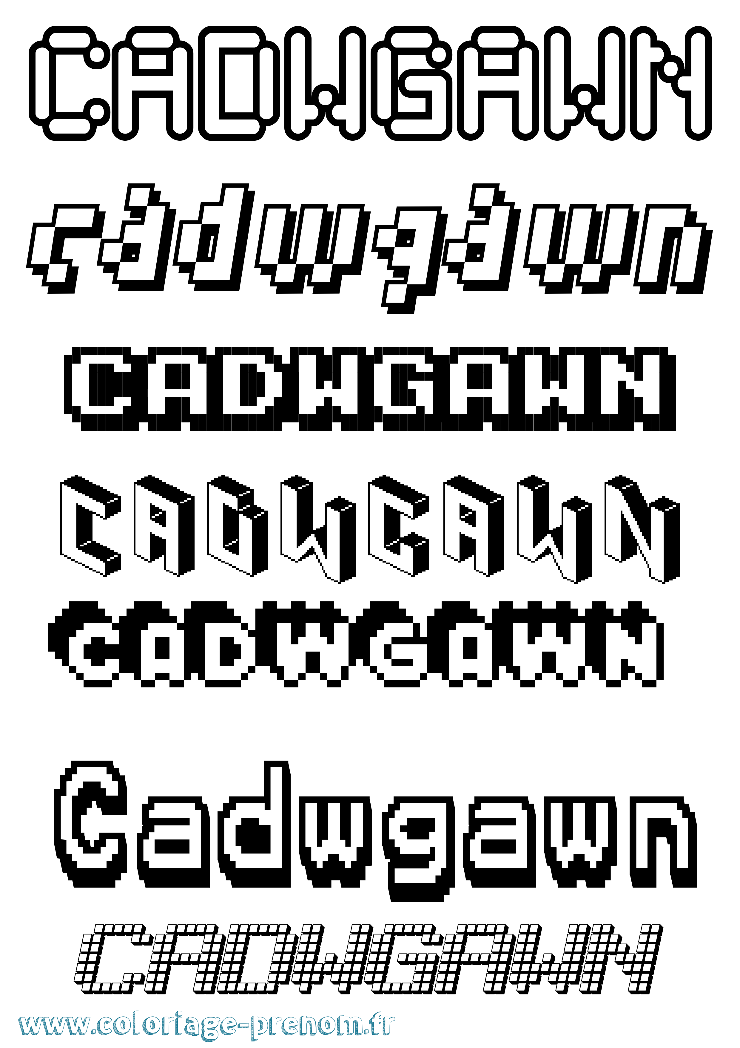 Coloriage prénom Cadwgawn Pixel