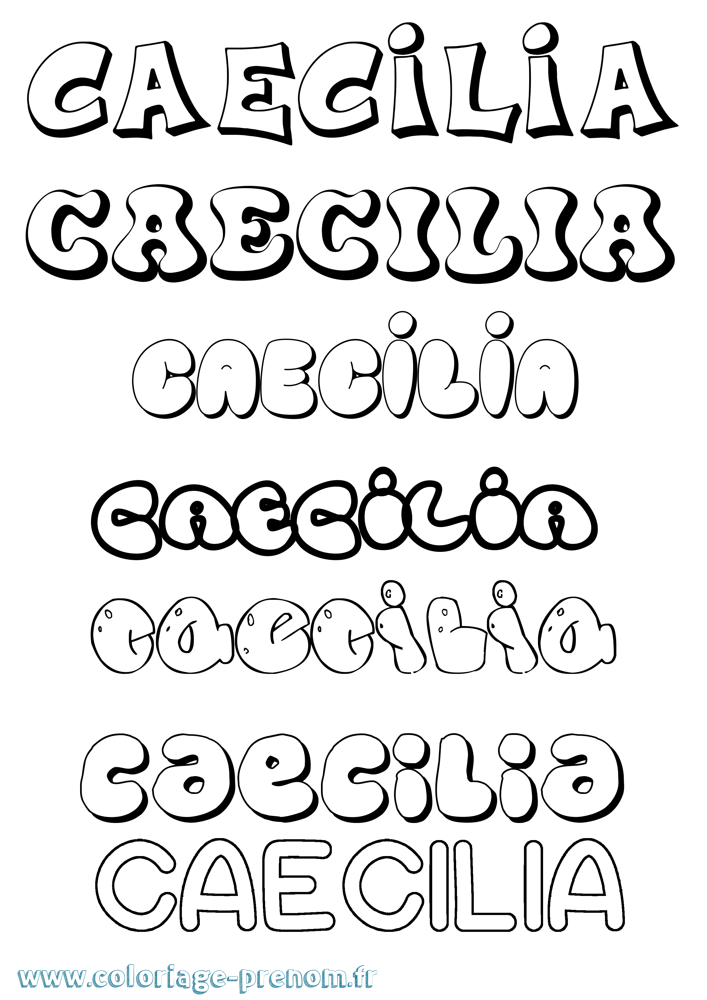 Coloriage Caecilia Bubble Coloriage prénom Caecilia Bubble