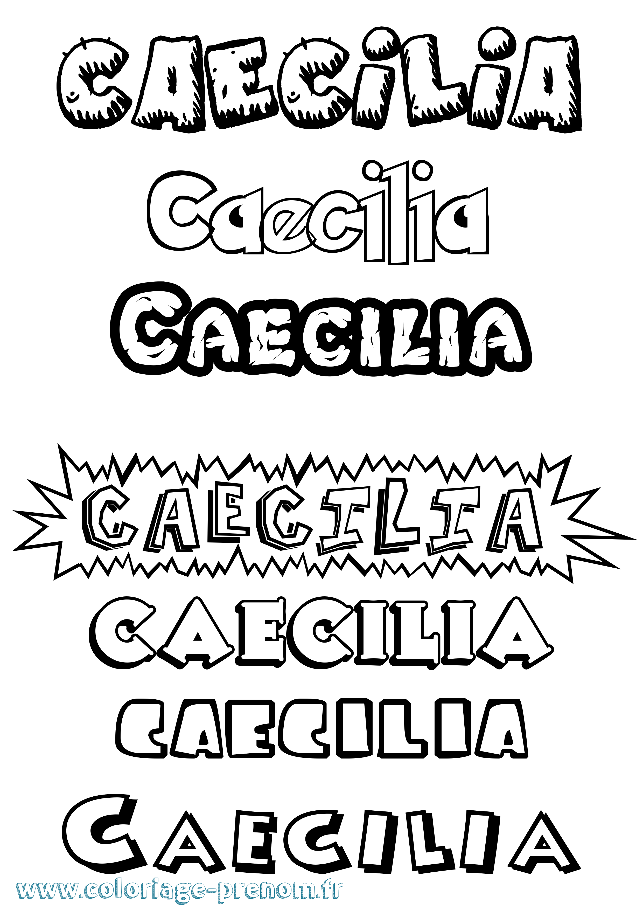 Coloriage prénom Caecilia Dessin Animé