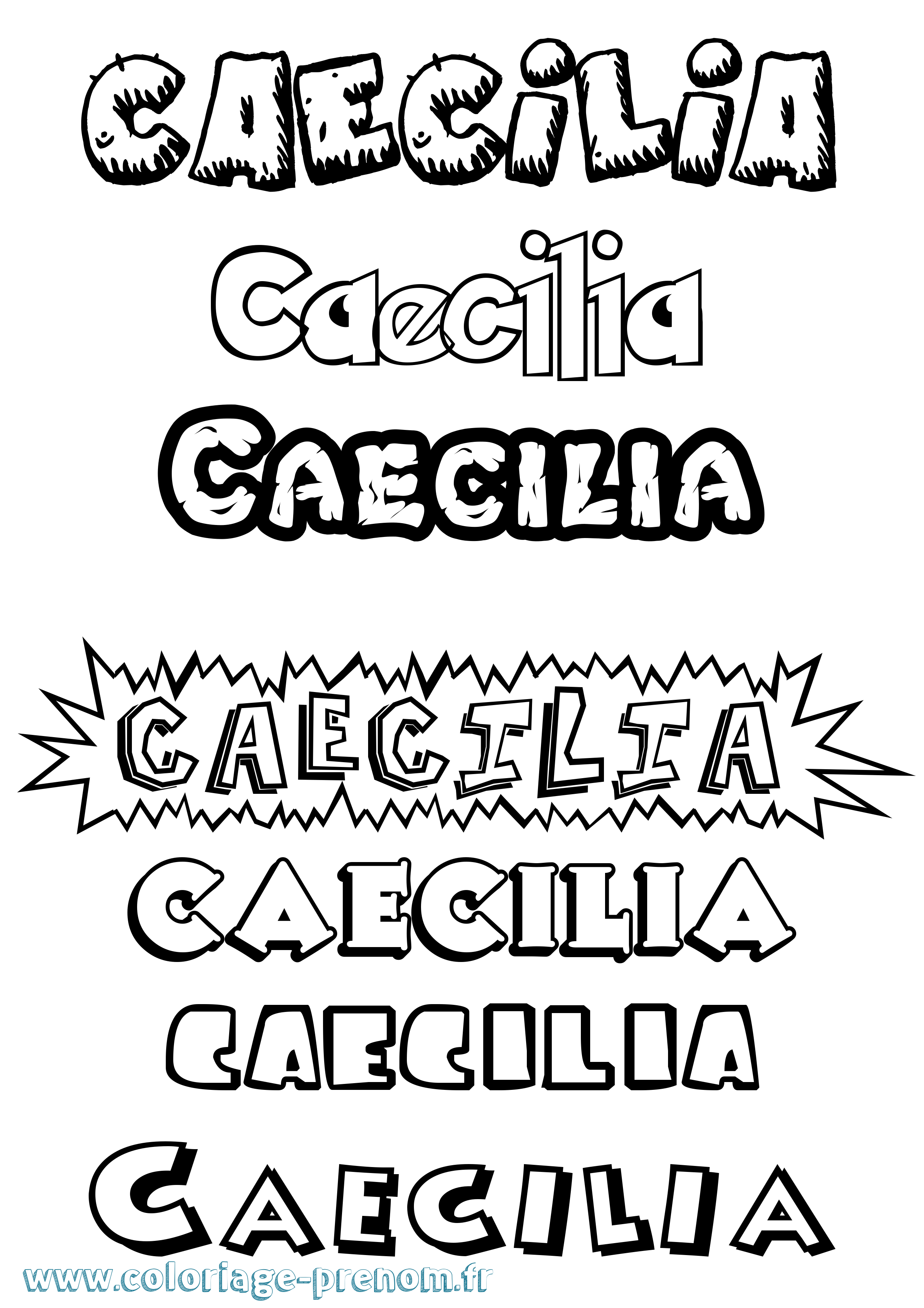 Coloriage Caecilia Dessin Animé Coloriage prénom Caecilia Dessin Animé