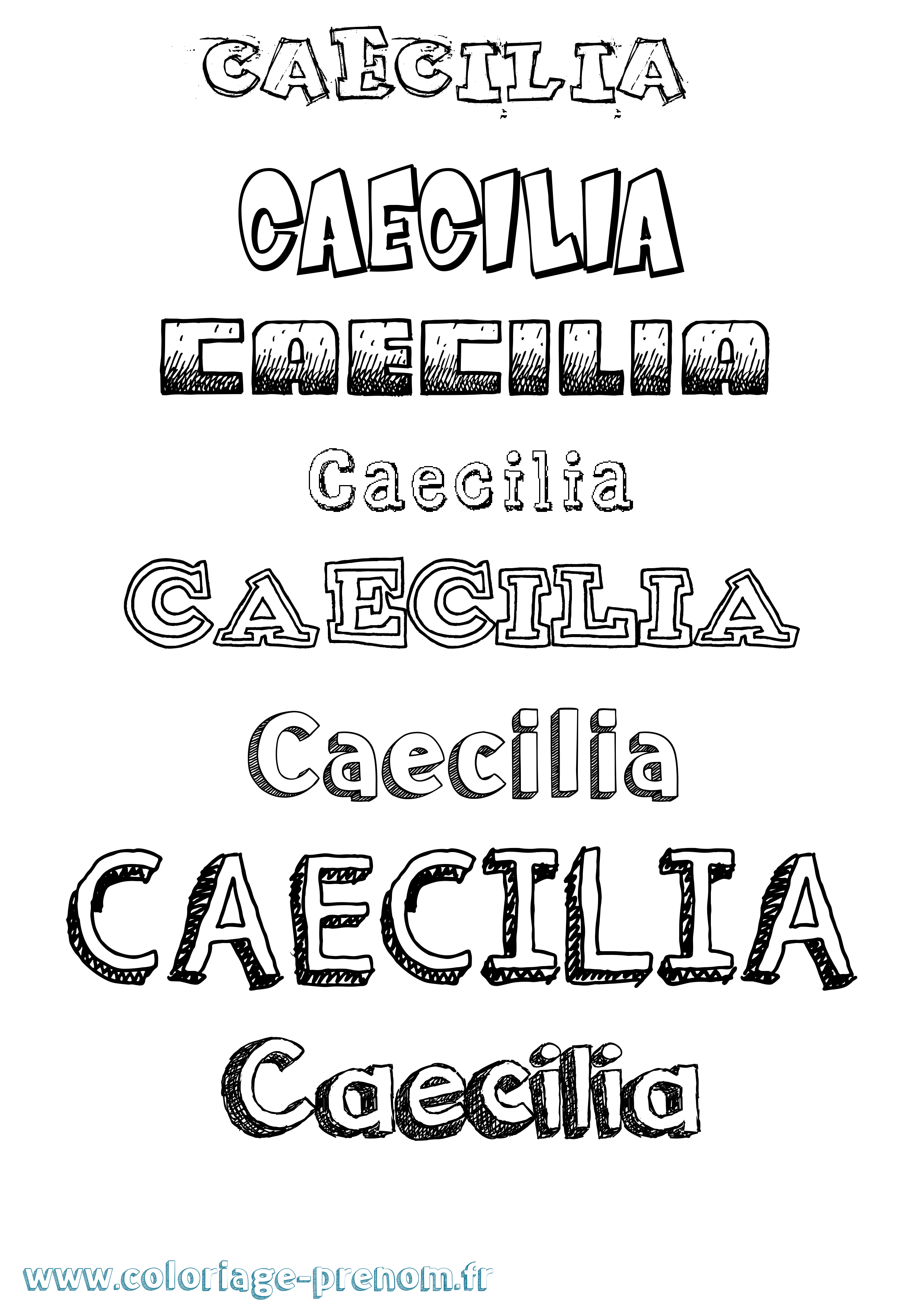 Coloriage Caecilia Dessiné Coloriage prénom Caecilia Dessiné