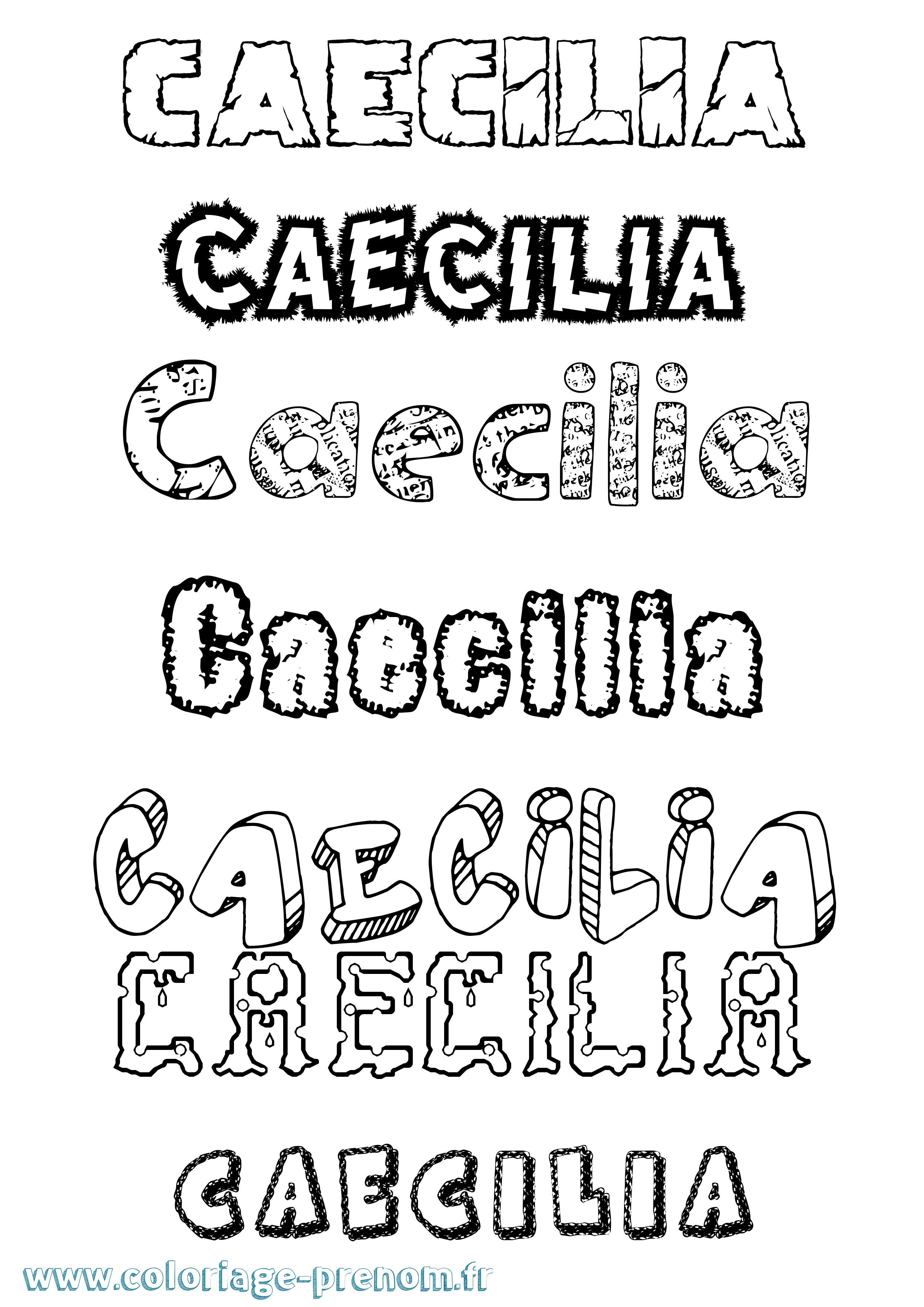 Coloriage Caecilia Destructuré Coloriage prénom Caecilia Destructuré