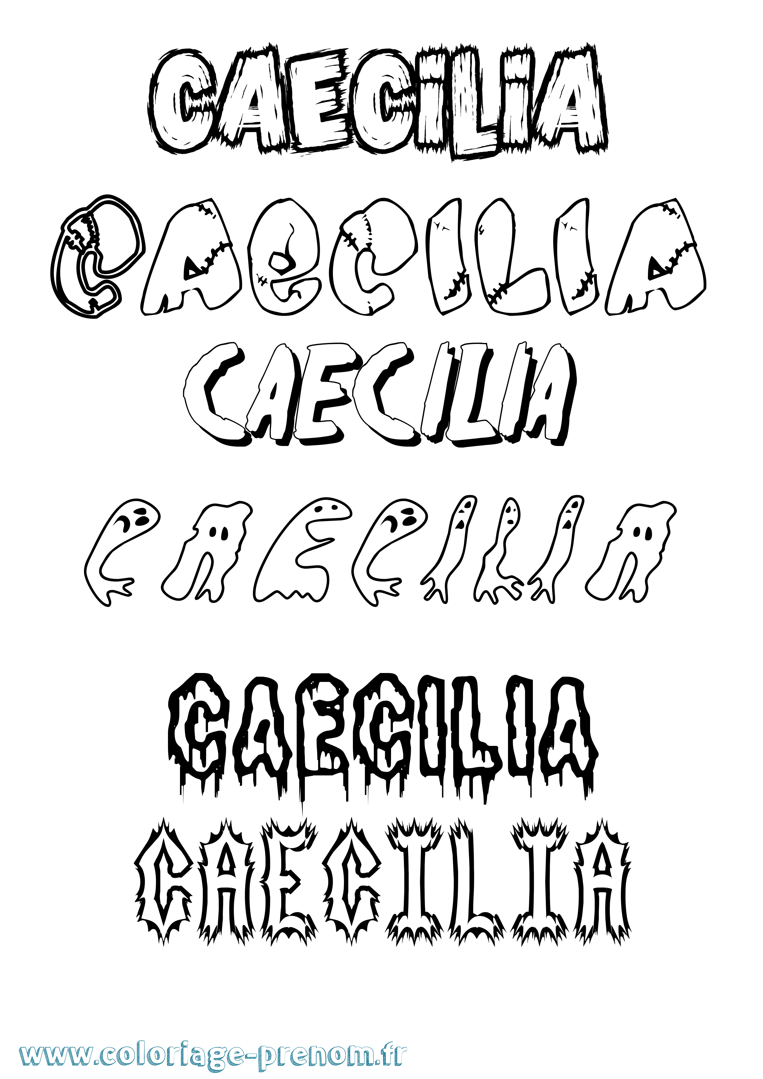 Coloriage Caecilia Frisson Coloriage prénom Caecilia Frisson