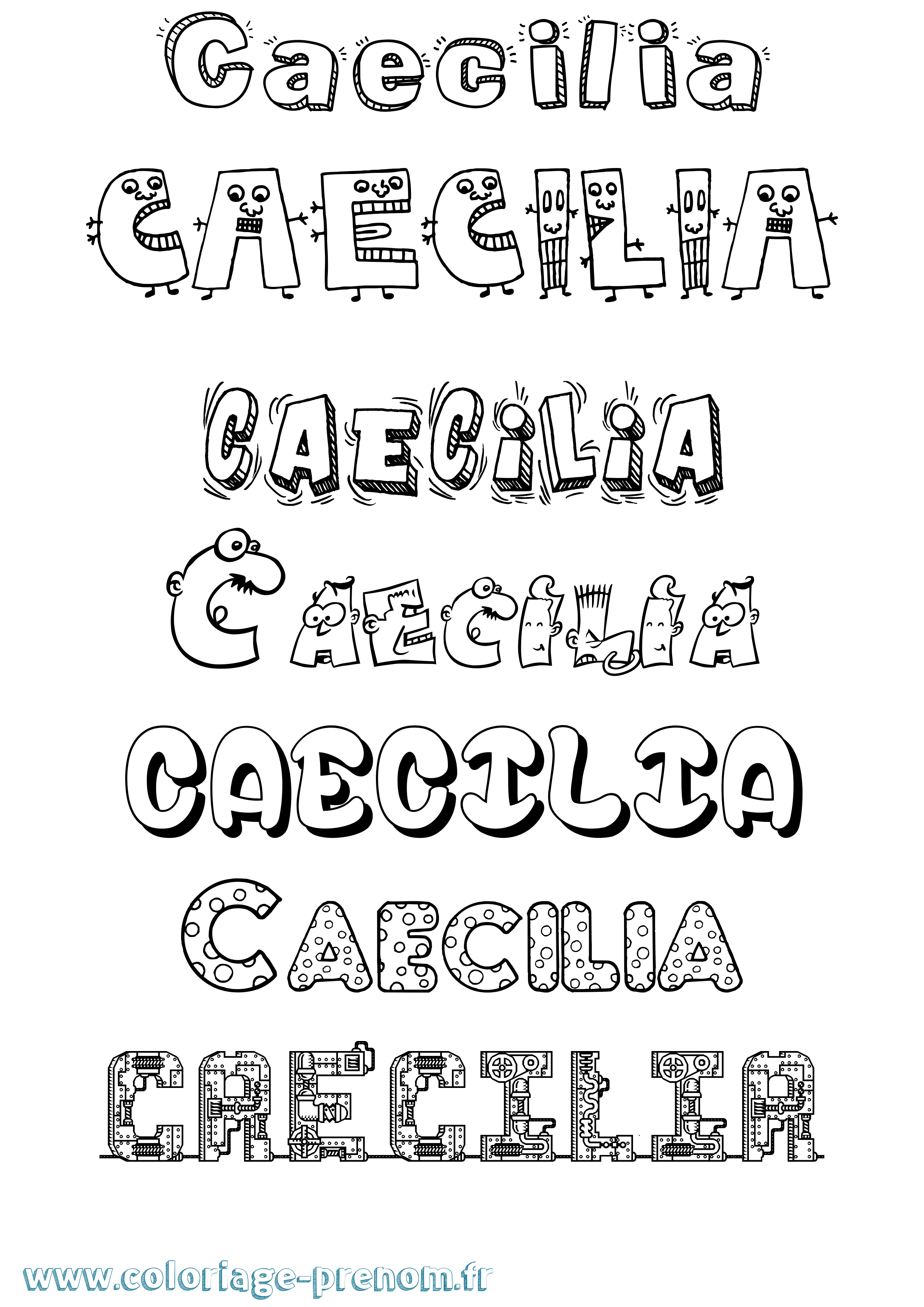 Coloriage prénom Caecilia Fun