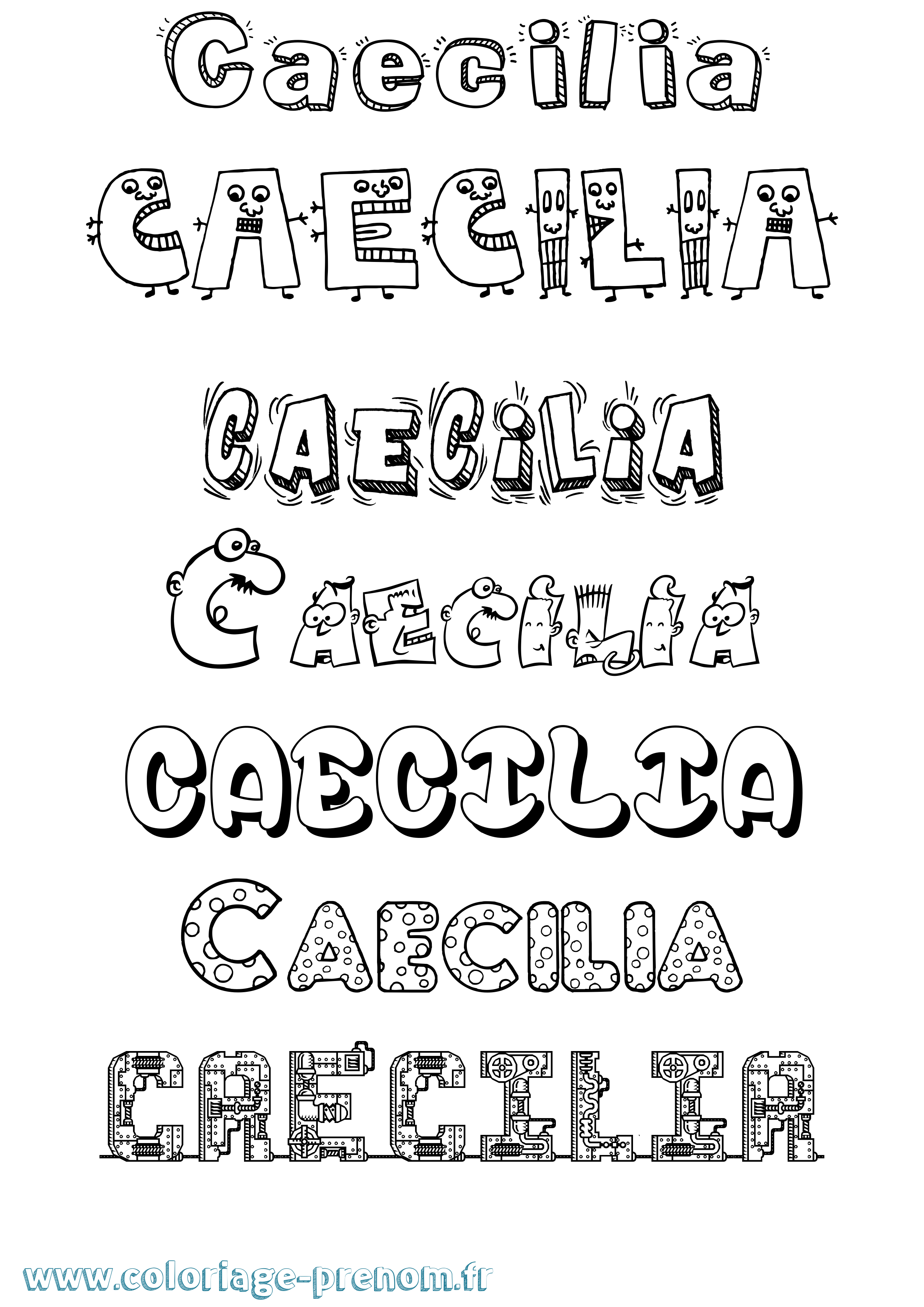 Coloriage Caecilia Fun Coloriage prénom Caecilia Fun