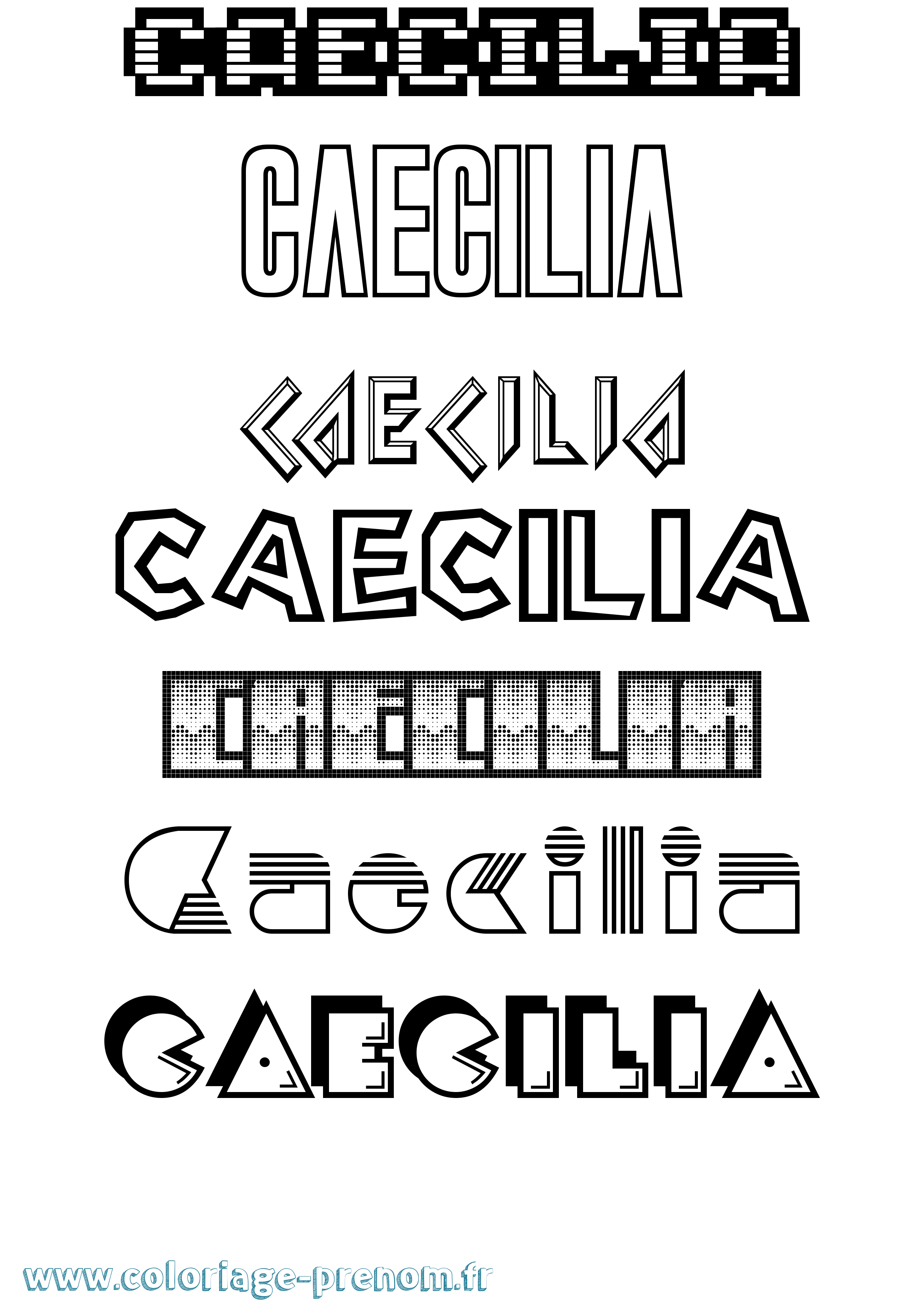 Coloriage Caecilia Jeux Vidéos Coloriage prénom Caecilia Jeux Vidéos